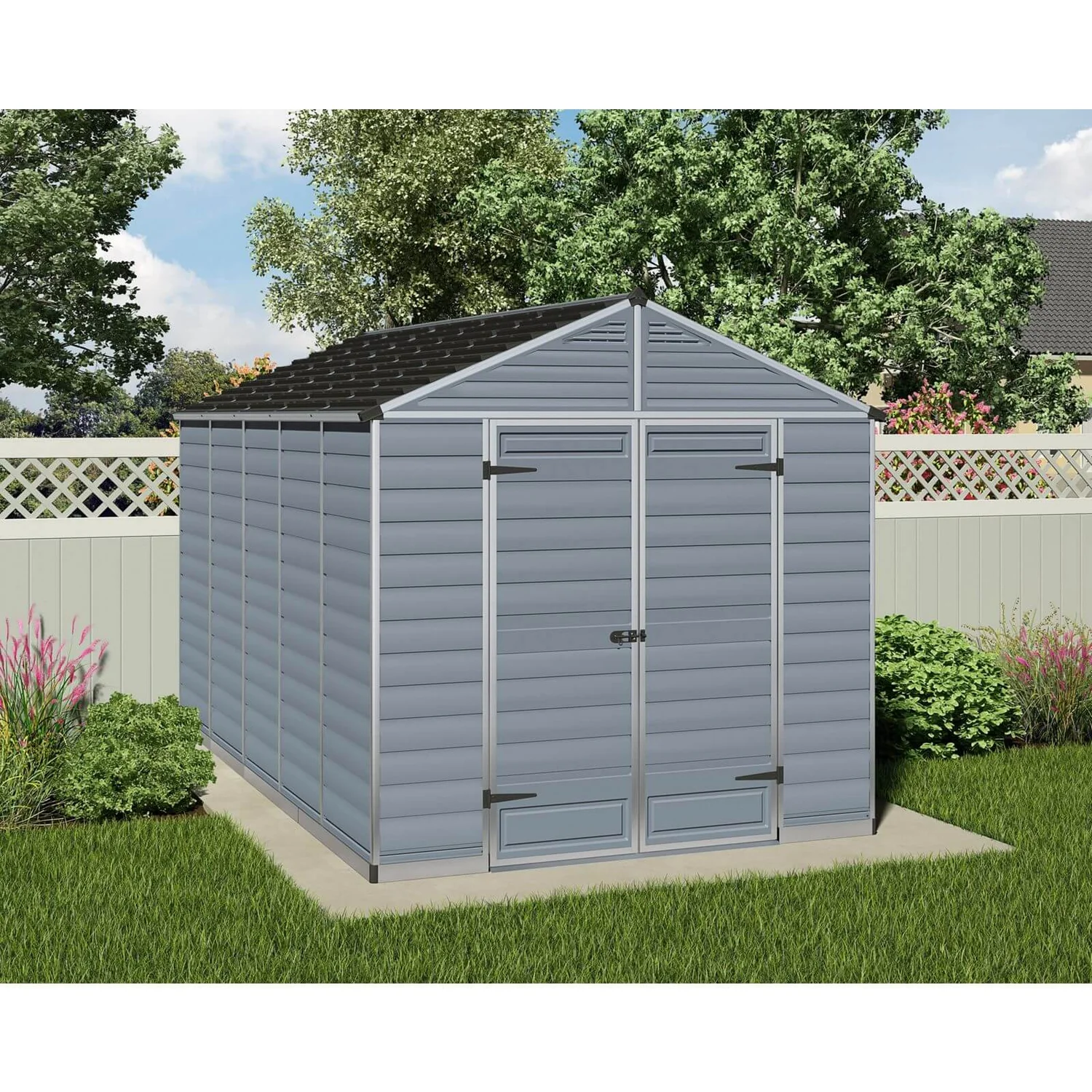 8x12ft Palram SkyLight Dark Grey Apex Shed - Image 2