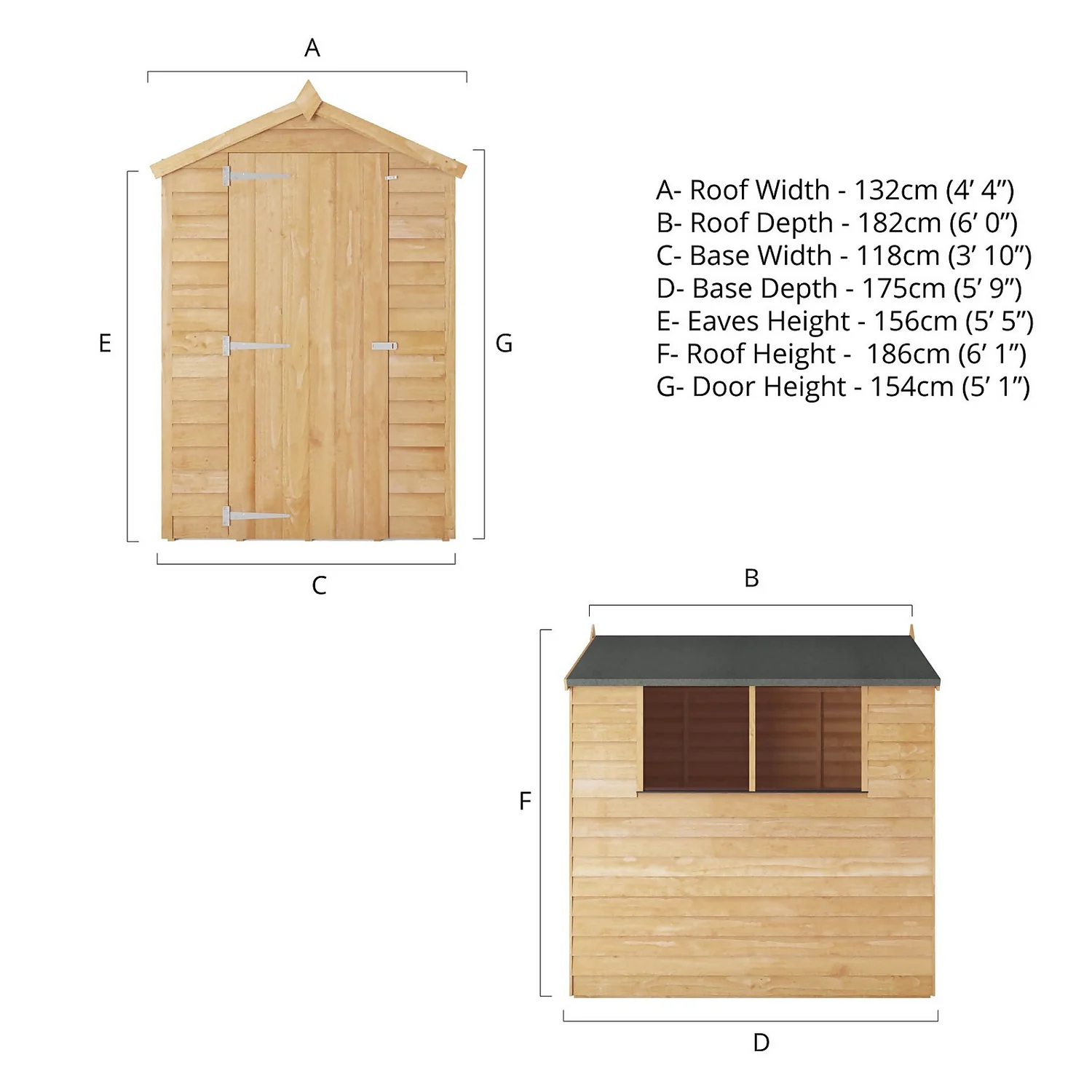 Mercia 6x4ft Overlap Apex Shed - Image 9