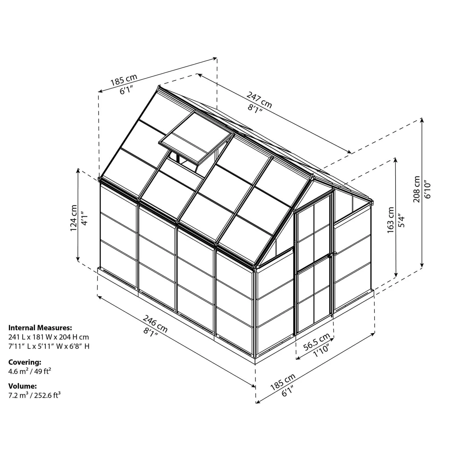Palram 6 X 8ft Canopia Harmony Greenhouse - Silver - Image 9
