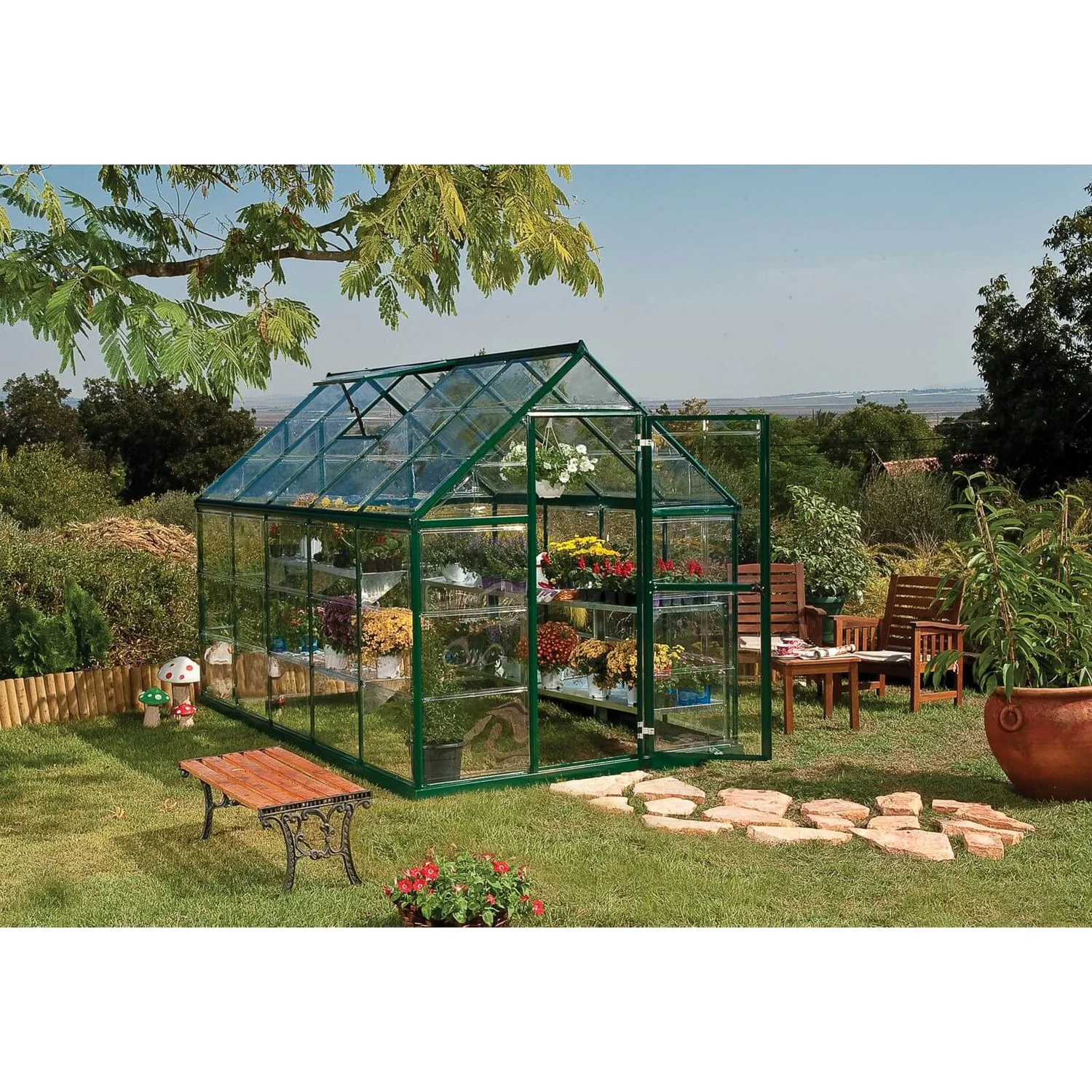 Palram 6 X 10ft Canopia Harmony Greenhouse - Green - Image 2