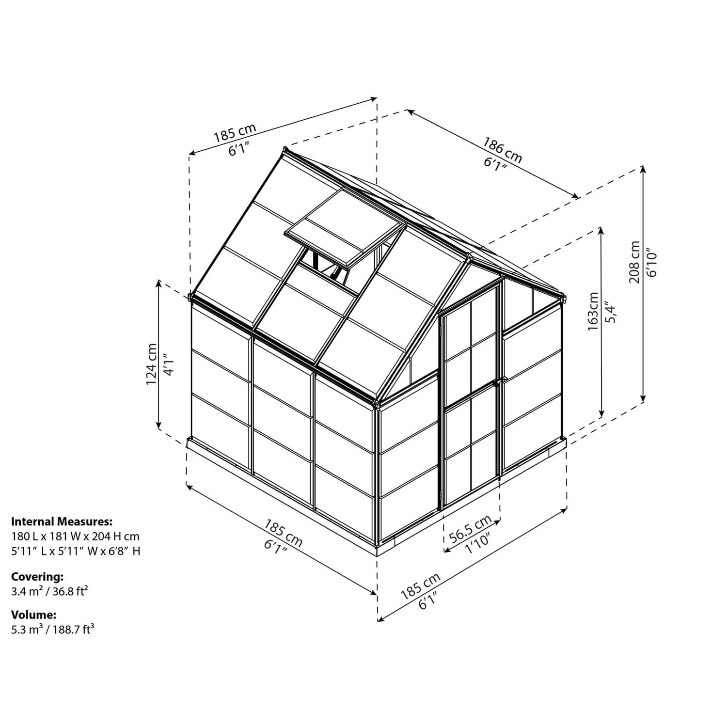 Palram 6 X 6ft Canopia Harmony Greenhouse - Green - Image 8