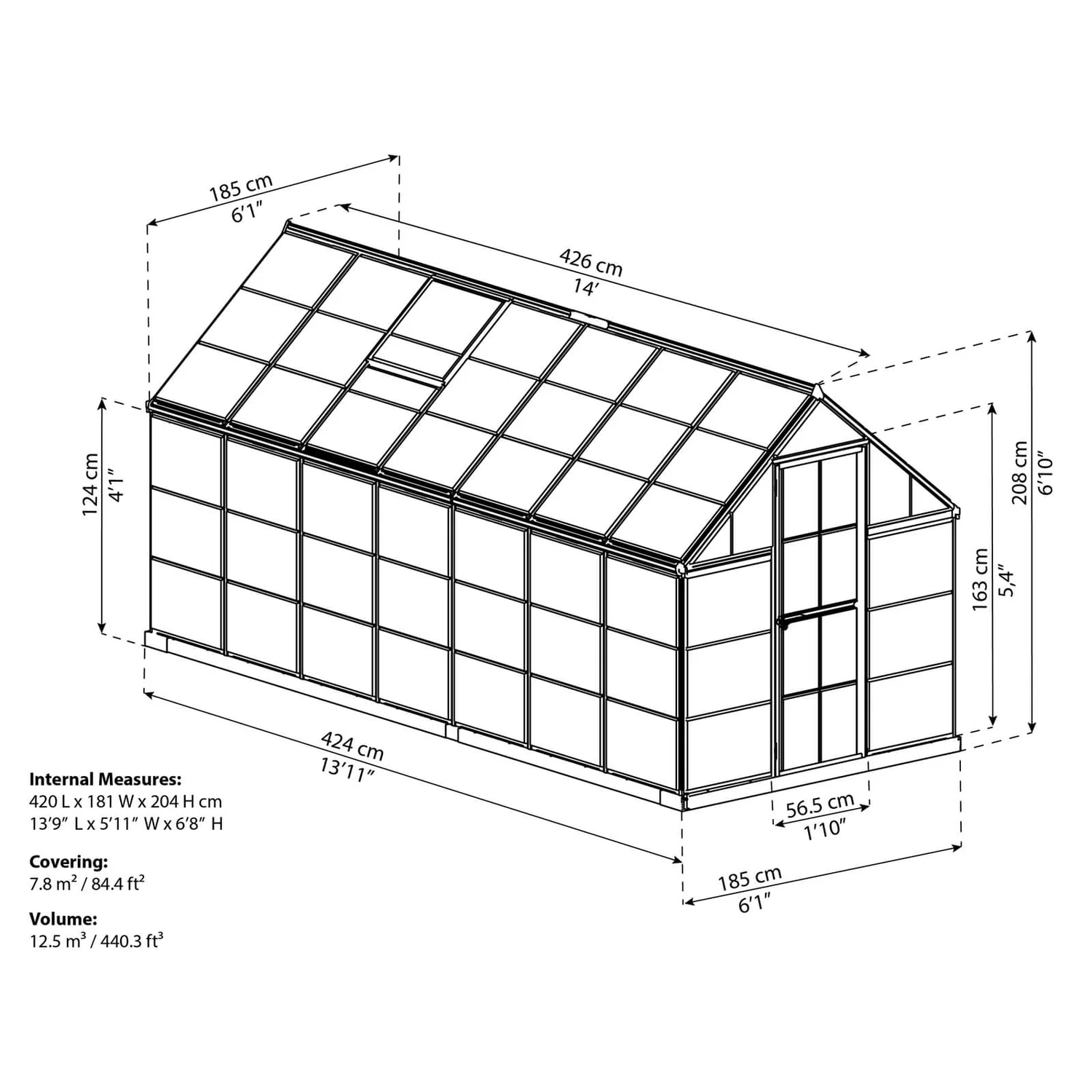 Palram 6 X 14ft Canopia Harmony Greenhouse - Silver - Image 8