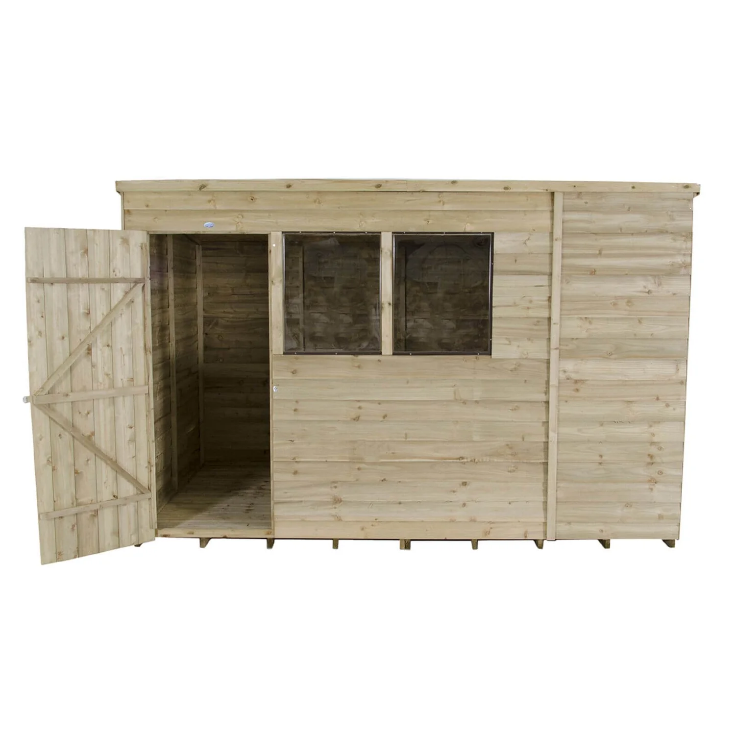10x6ft Forest Natural Timber Overlap Pent Pressure Treated Wooden Shed - Image 5