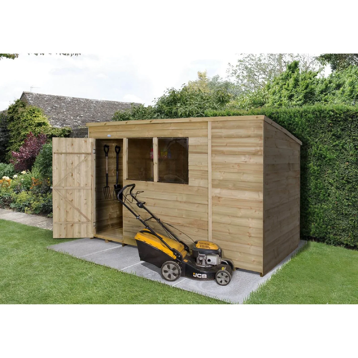 10x6ft Forest Natural Timber Overlap Pent Pressure Treated Wooden Shed - Image 2