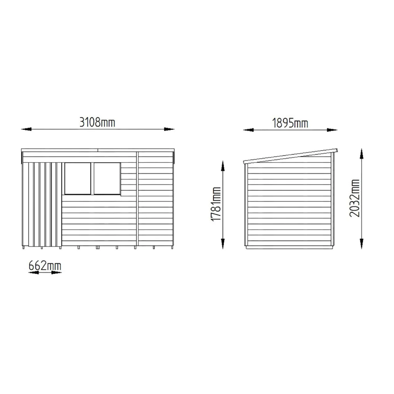 10x6ft Forest Natural Timber Overlap Pent Pressure Treated Wooden Shed - Image 6