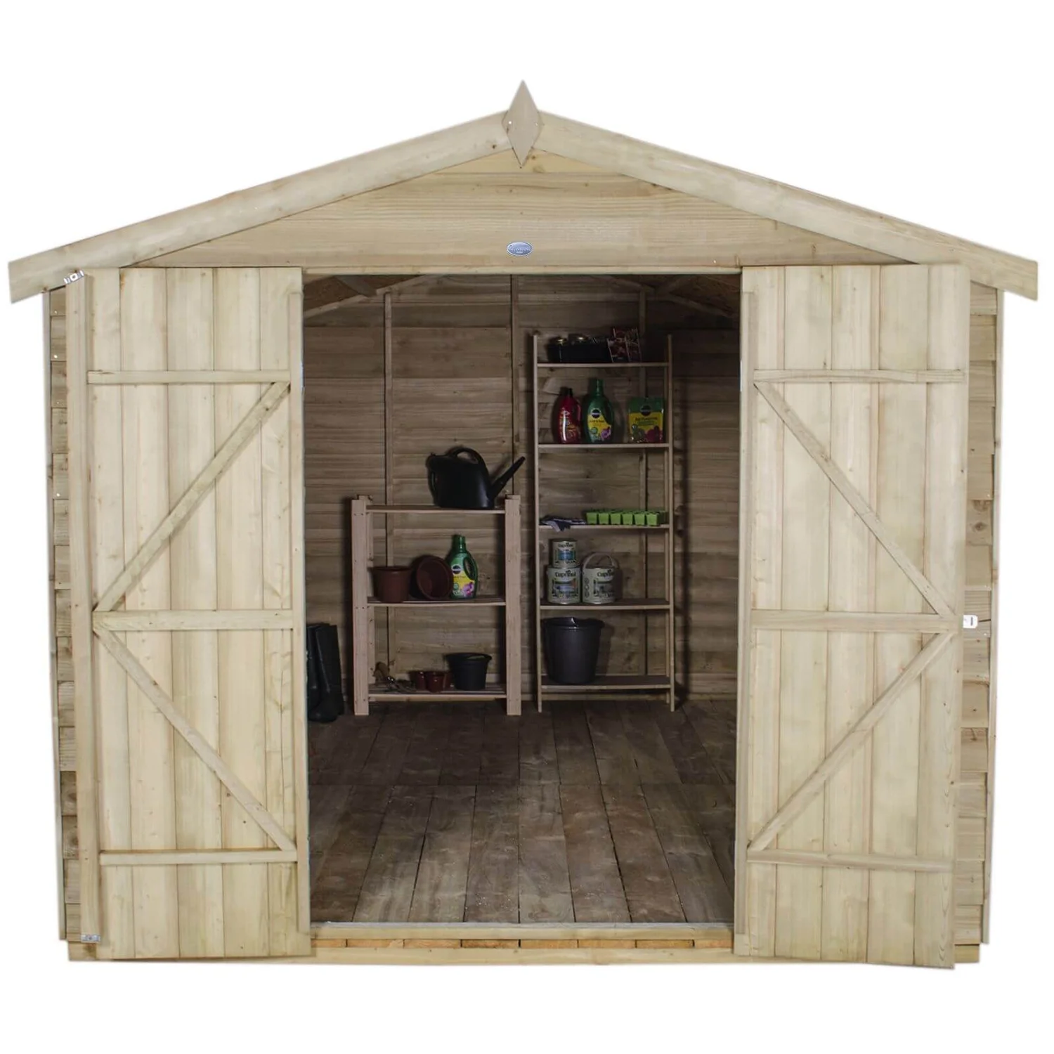 8x12ft Forest Natural Timber Overlap Apex Wooden Workshop - Image 6