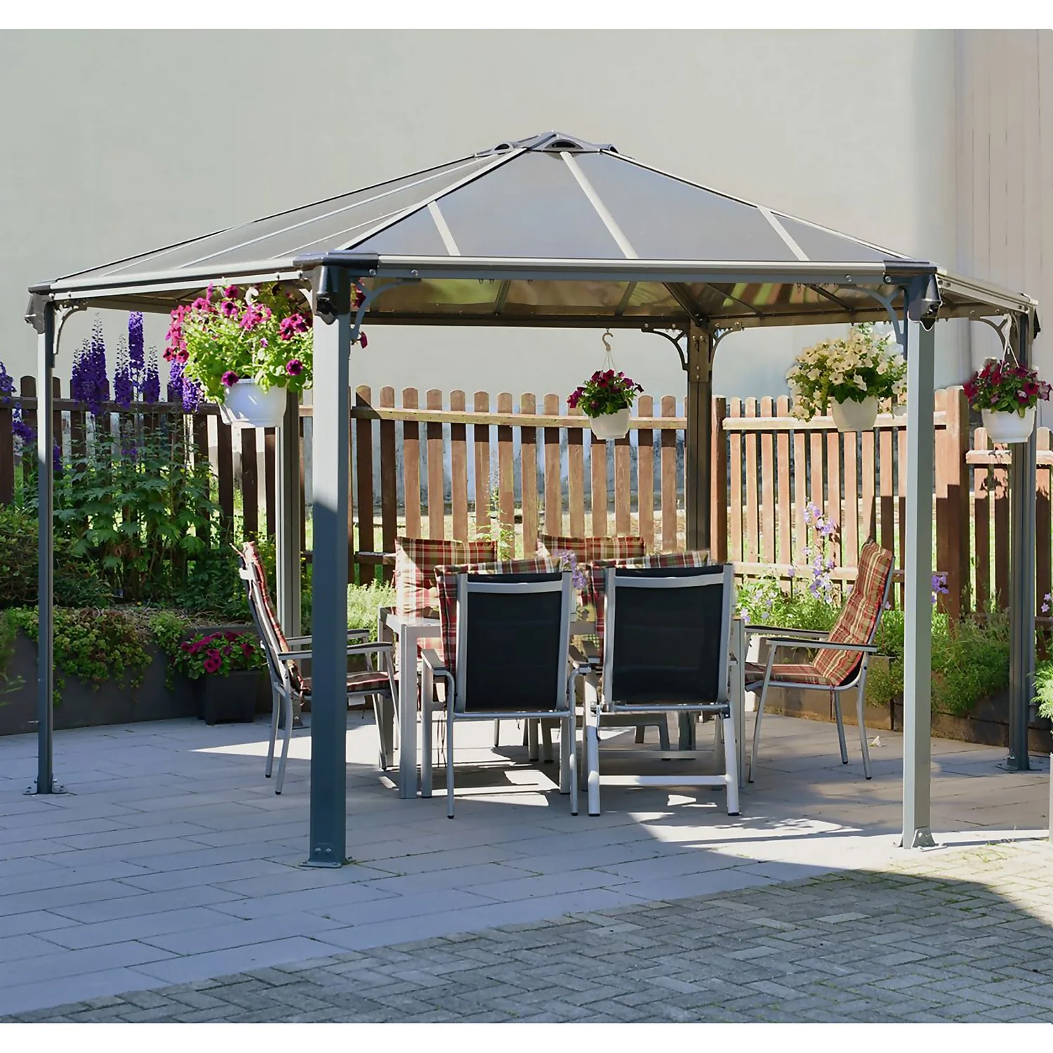 Palram - Canopia Monaco Hexagonal Garden Gazebo Grey - Image 4