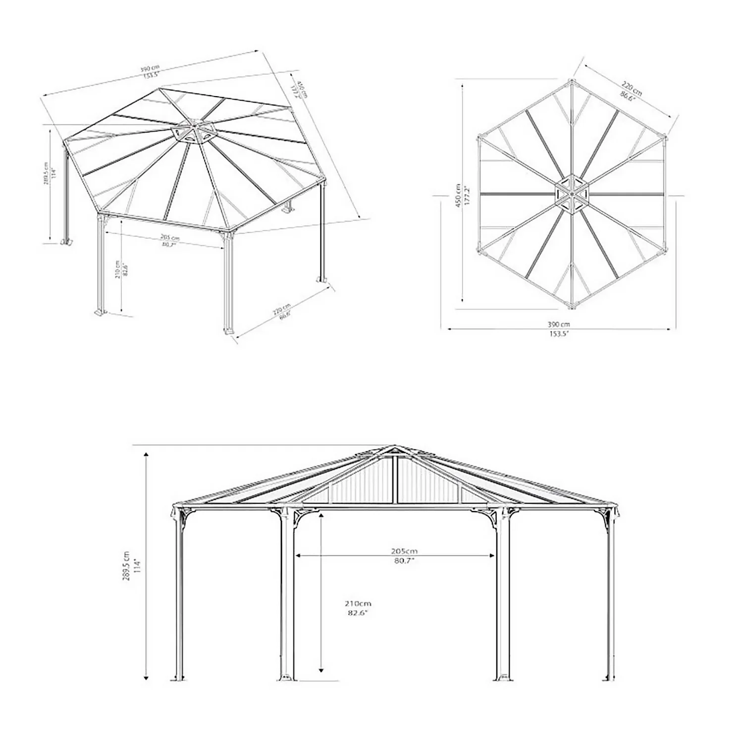 Palram - Canopia Monaco Hexagonal Garden Gazebo Grey - Image 3