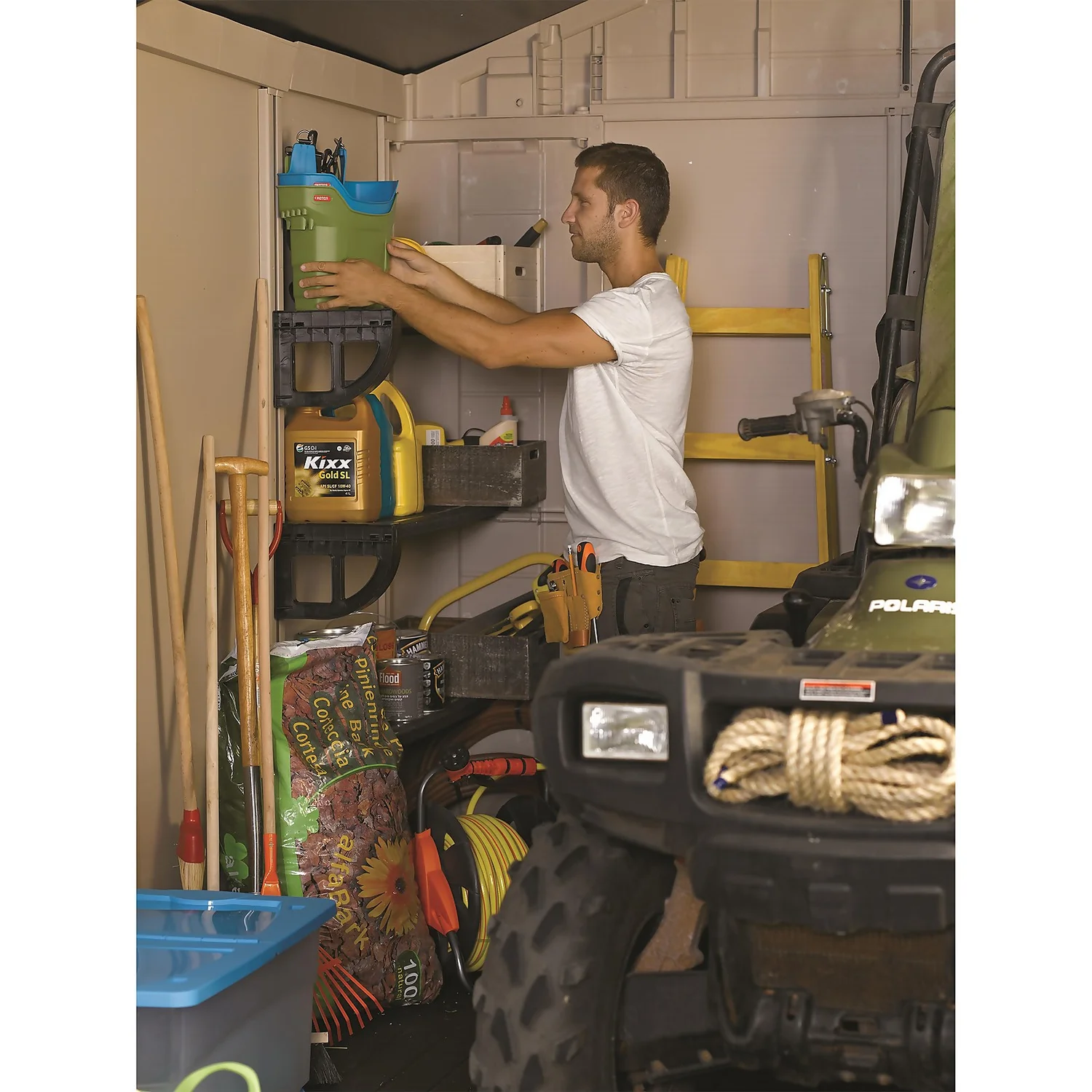 Keter Factor 8 X 8ft Outdoor Garden Apex Storage Shed - Beige/Brown - Image 3