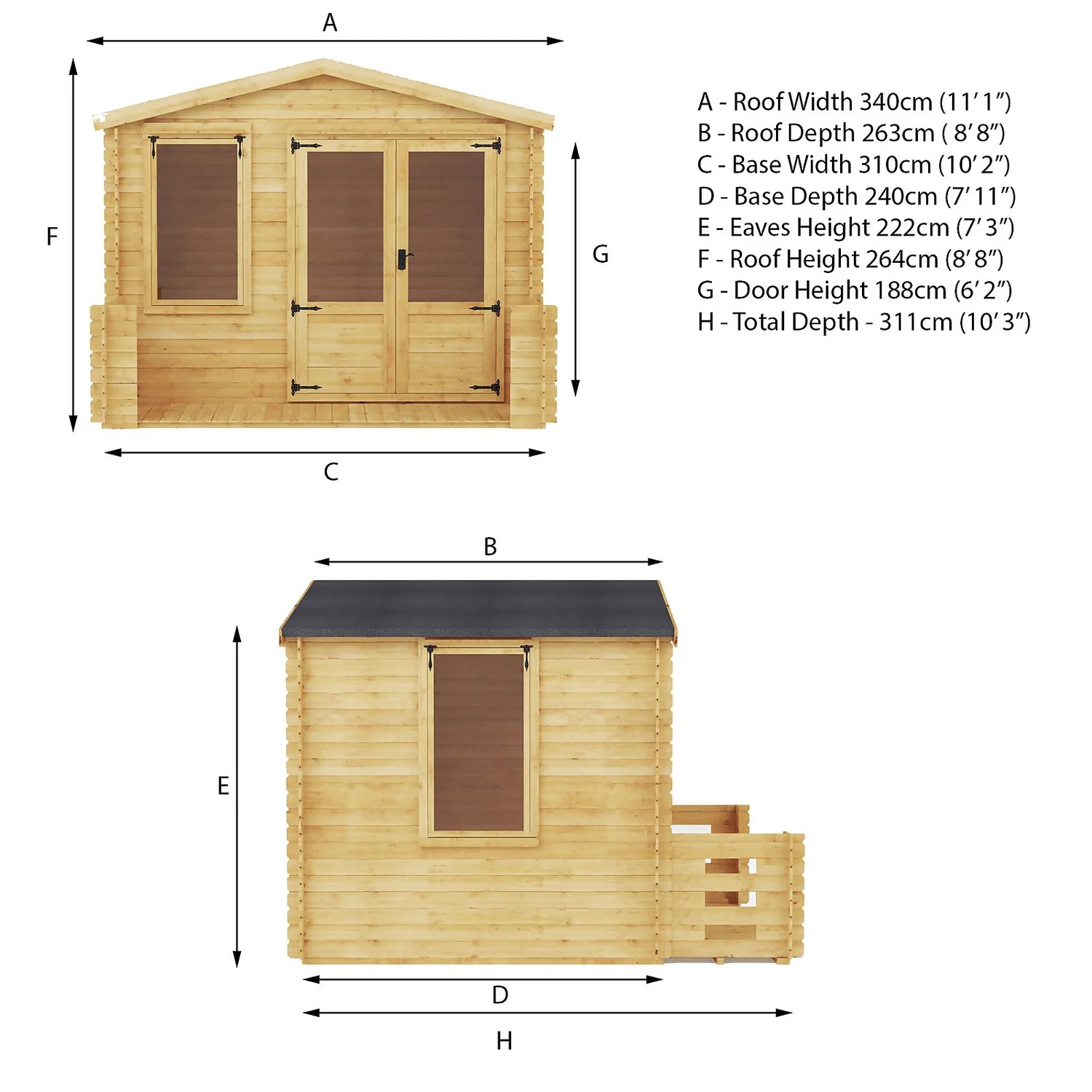 Mercia 3.3m X 3.4m Sherwood 19mm Cabin - Image 9