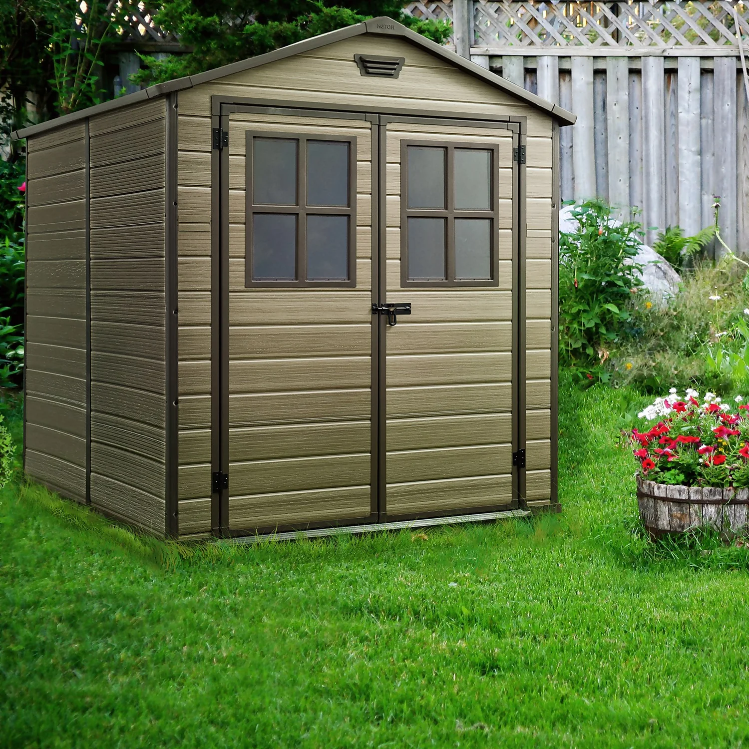 Keter Scala 6 X 8ft Outdoor Garden Apex Storage Shed - Brown - Image 2