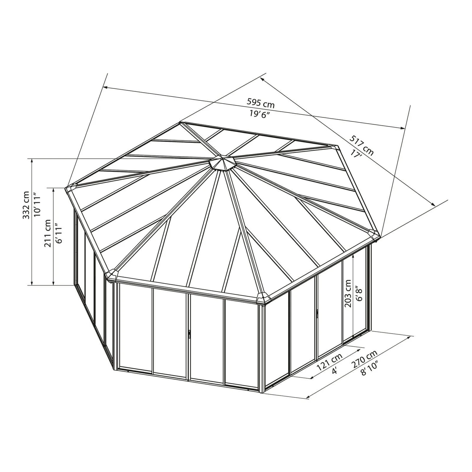 Palram - Canopia Garda Garden Conservatory Grey Bronze - Image 8