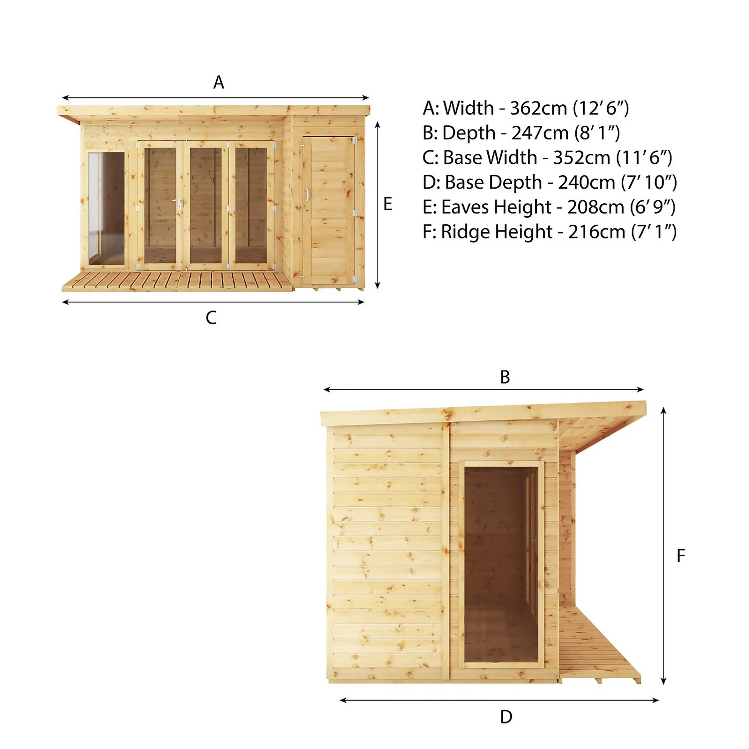Mercia 12 X 8ft Garden Room With Side Shed - Incl. Installation - Image 10