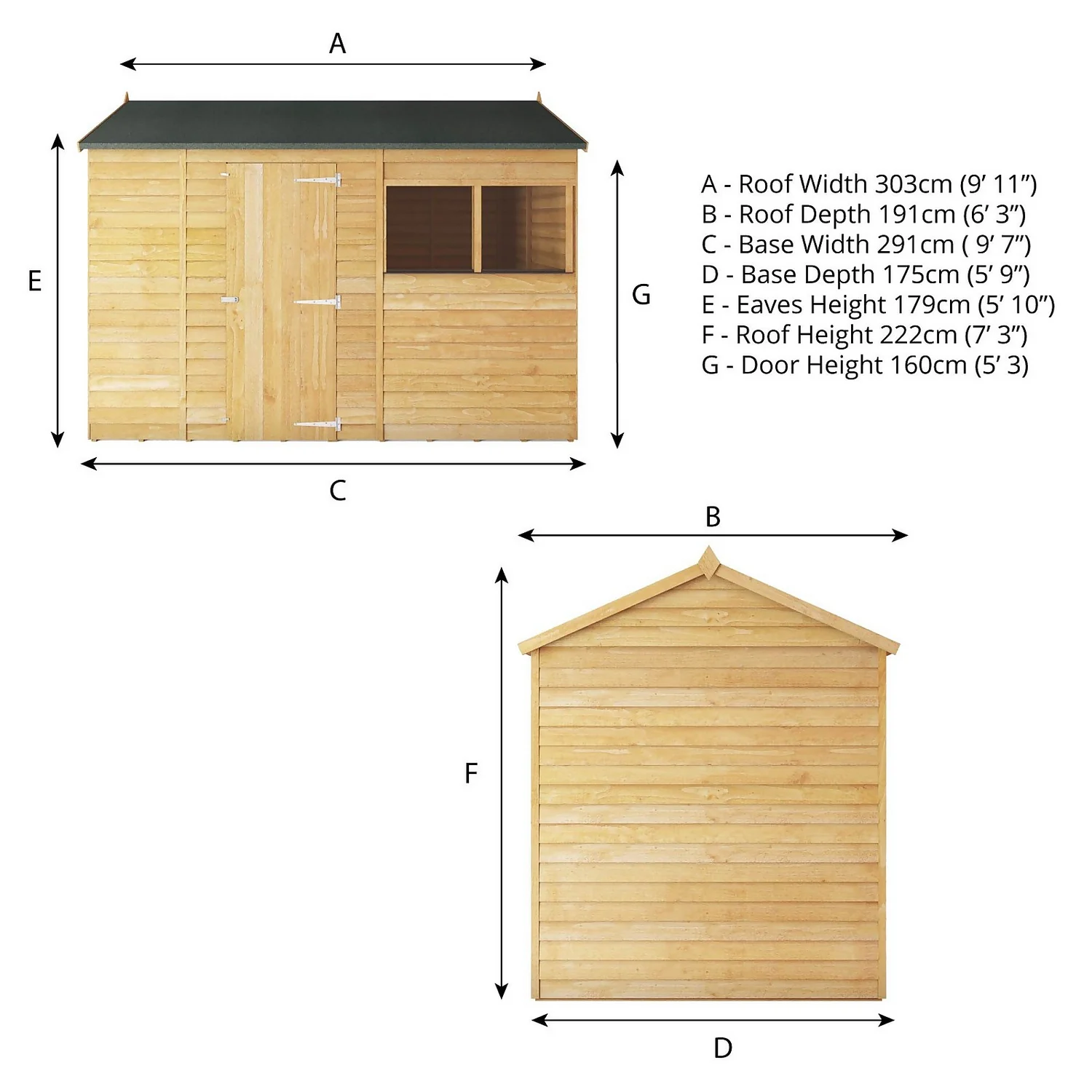 Mercia 10 X 6ft Overlap Reverse Apex Shed - Installation Included - Image 9