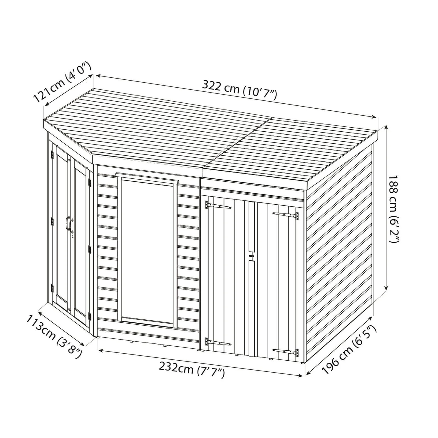 Mercia 11 X 7ft Summerhouse With Side Shed - Installation Included - Image 9