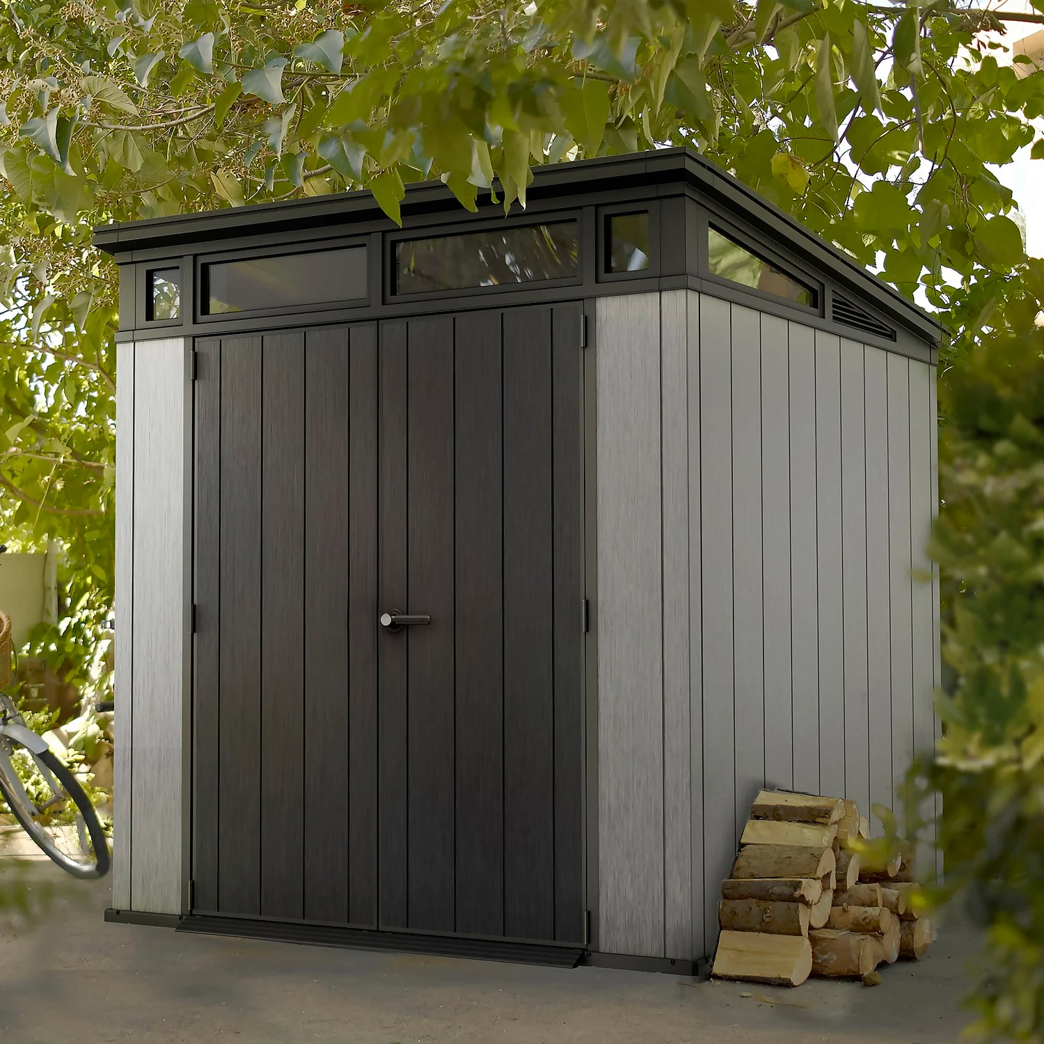 Keter Artisan 7 X 7ft Outdoor Garden Storage Pent Shed - Grey - Image 2