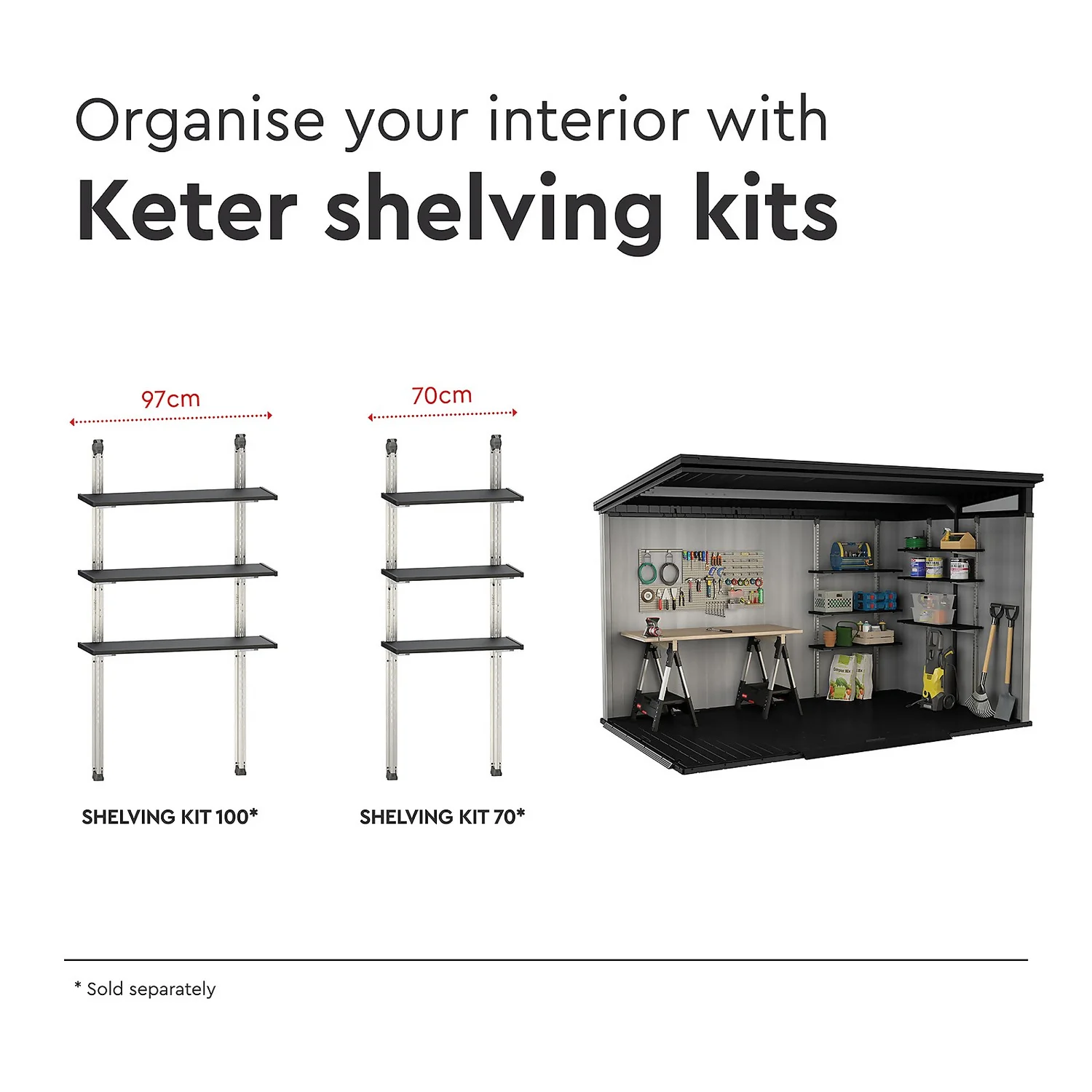 Keter Artisan 11 X 7ft Outdoor Plastic Garden Storage Pent Shed - Grey - Image 9