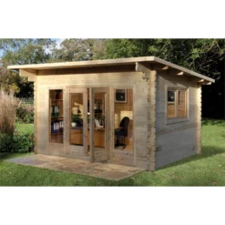Forest Melbury 4.0m X 3.0m Log Cabin Double Glazed 34kg Polyester Felt, Plus Underlay