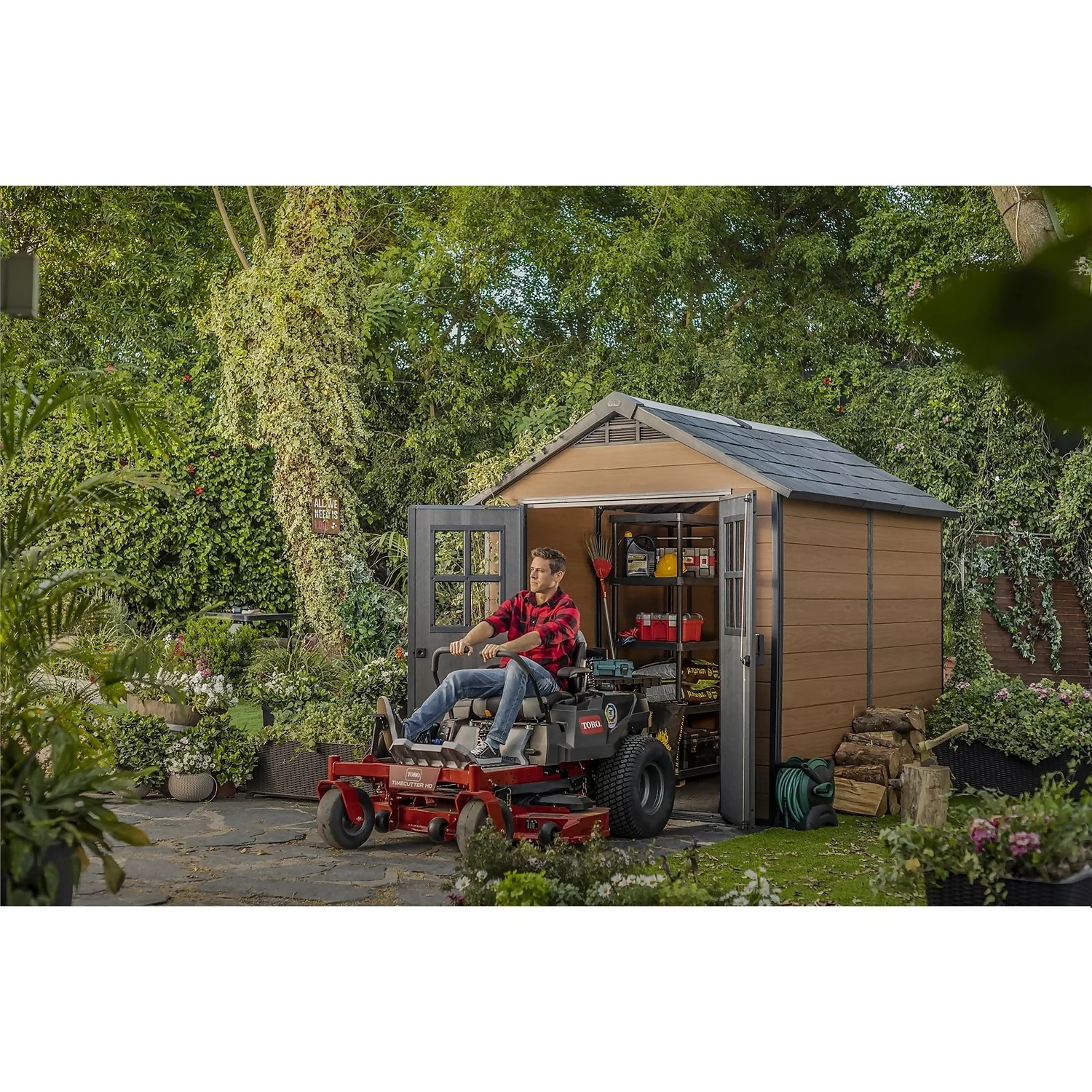 Keter Newton 7.5 X 9ft Outdoor Plastic Garden Storage Shed - Brown - Image 9