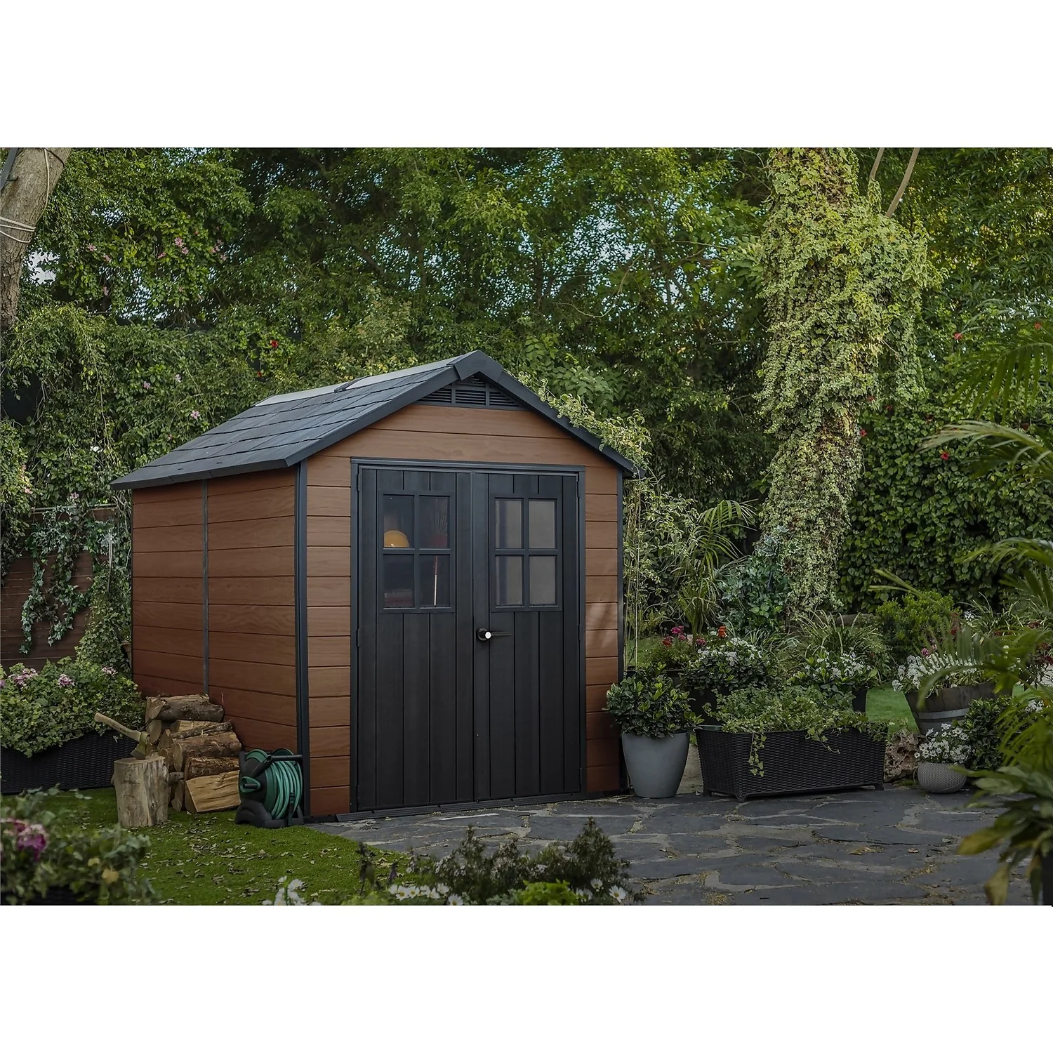 Keter Newton 7.5 X 9ft Outdoor Plastic Garden Storage Shed - Brown - Image 10