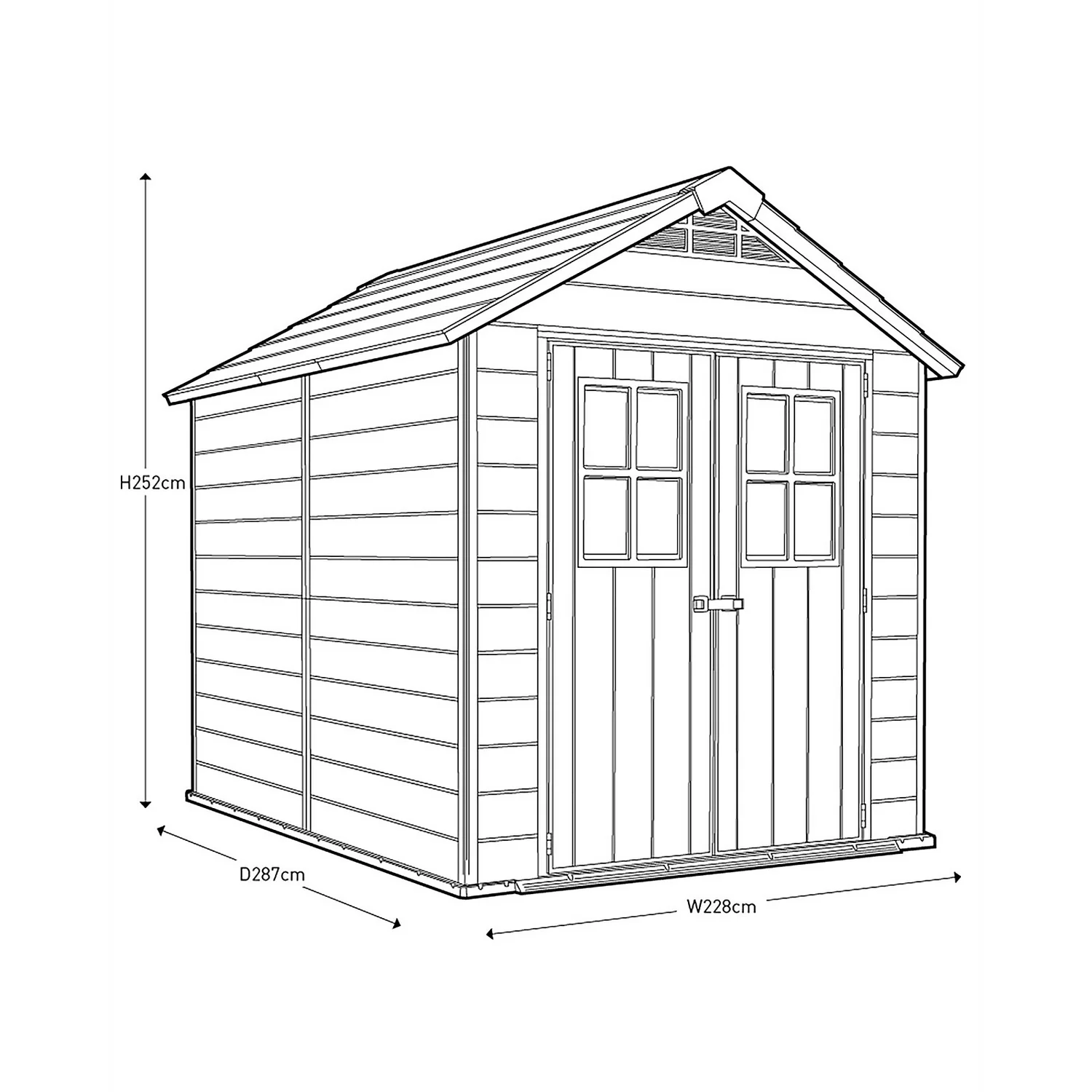 Keter Newton 7.5 X 9ft Outdoor Plastic Garden Storage Shed - Brown - Image 3