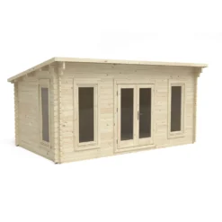 Forest Elmley 5.0m X 3.0m Log Cabin Double Glazed 24kg Polyester Felt, Plus Underlay - Installation Included