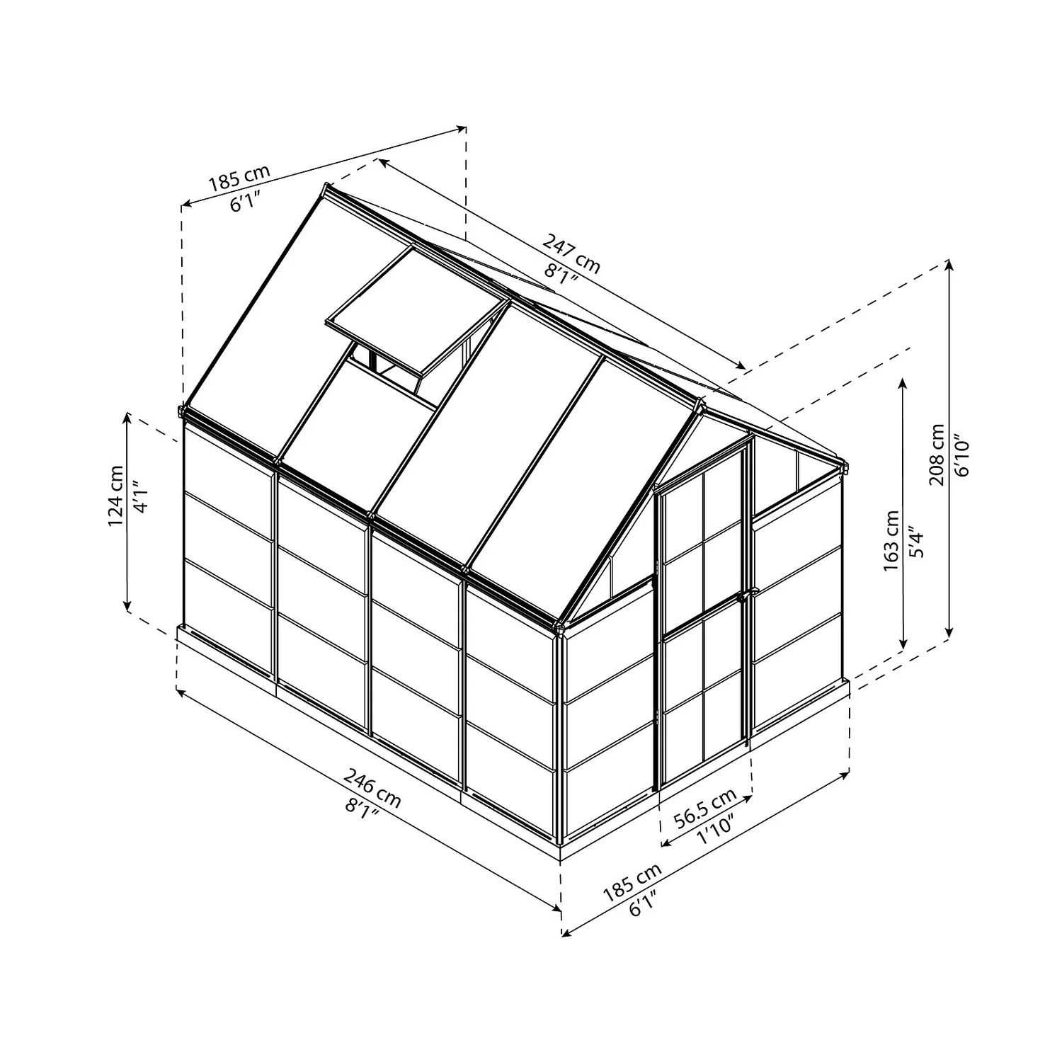 Palram Canopia Hybrid 6 X 8ft Greenhouse - Silver - Image 5
