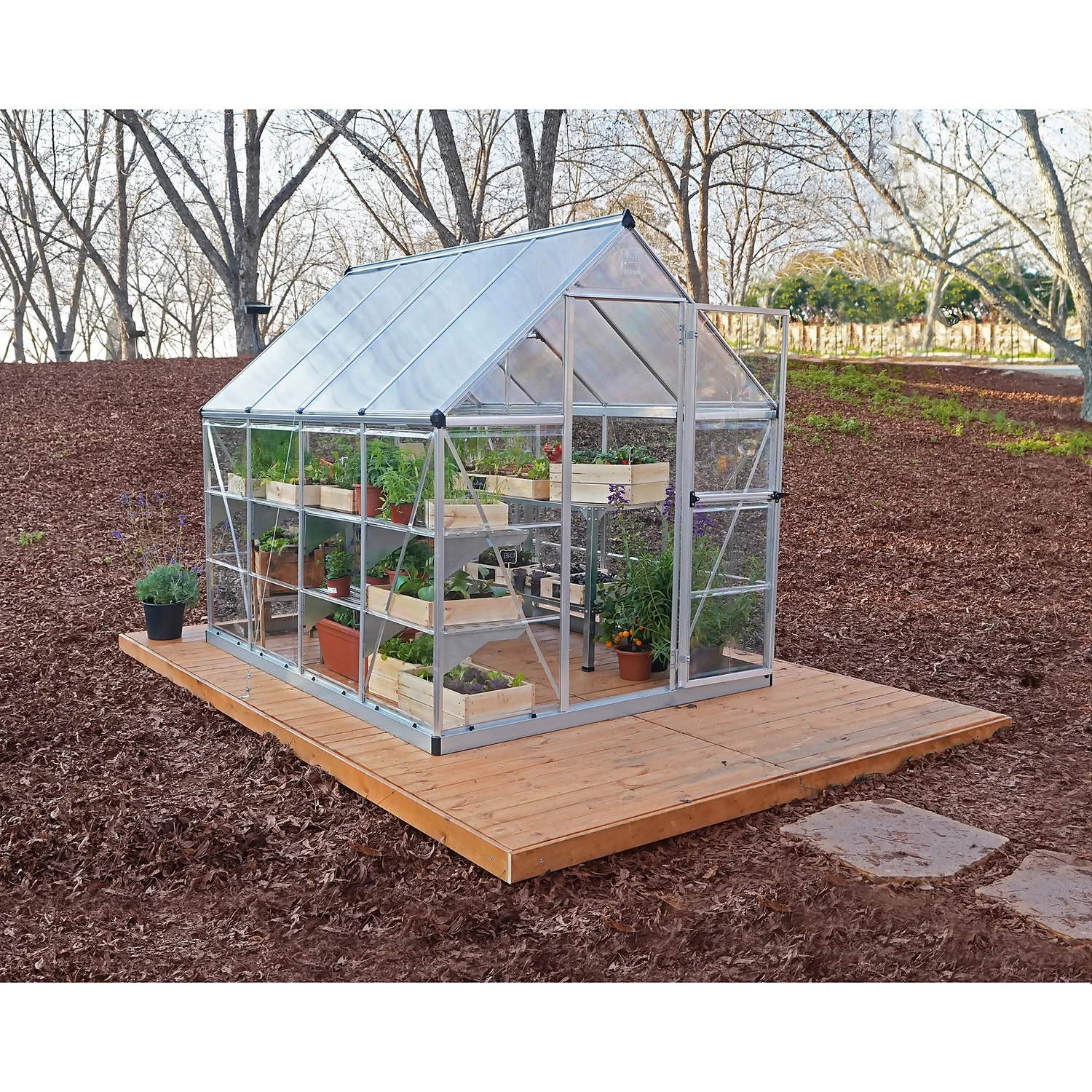Palram Canopia Hybrid 6 X 8ft Greenhouse - Silver - Image 2