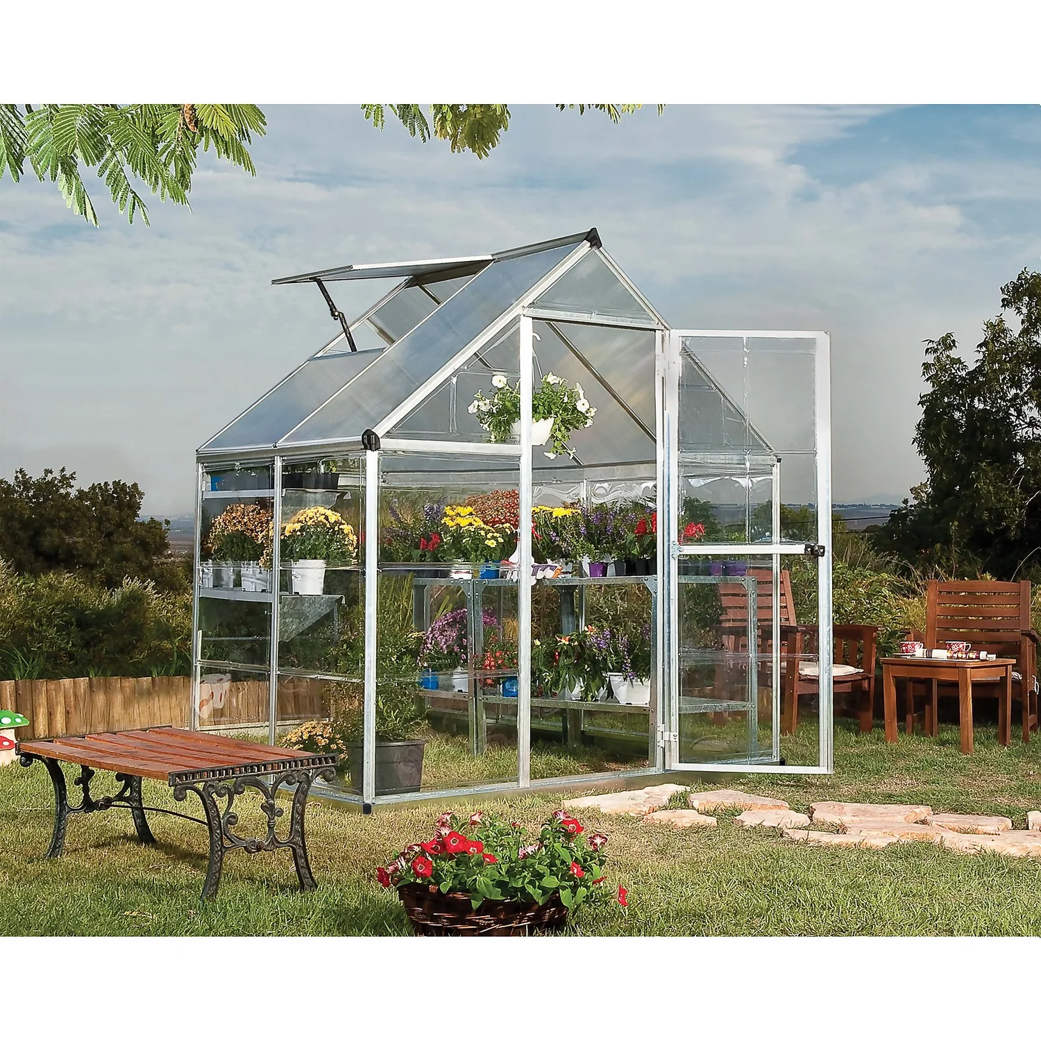 Palram Canopia Hybrid 6 X 4ft Silver Greenhouse - Image 2