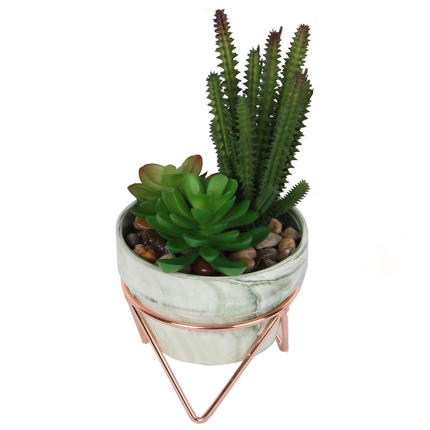Artificial Succulent In Rose Gold Stand