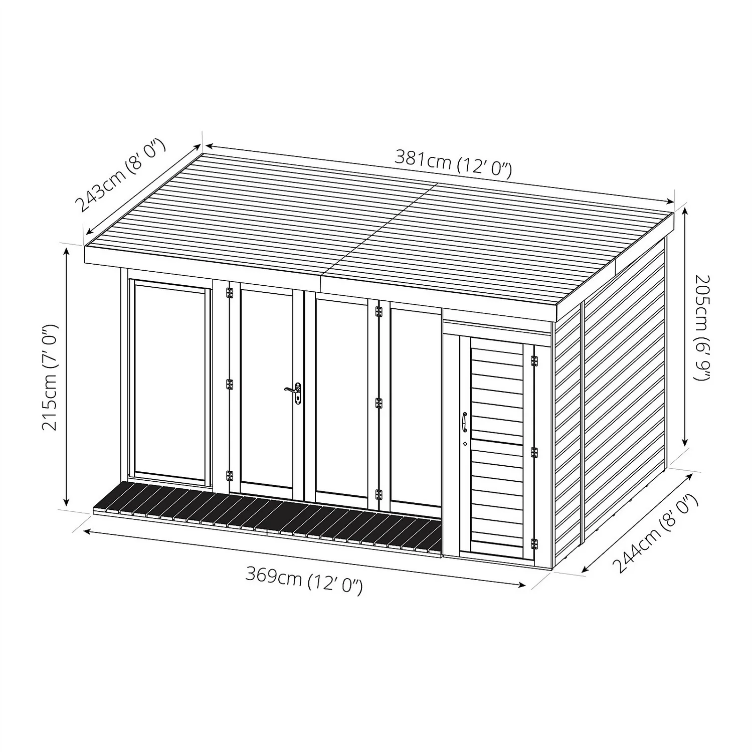Country Living Overton 12 X 8ft Premium Garden Room Summerhouse With Side Shed Painted + Installation - Thorpe Towers - Image 8