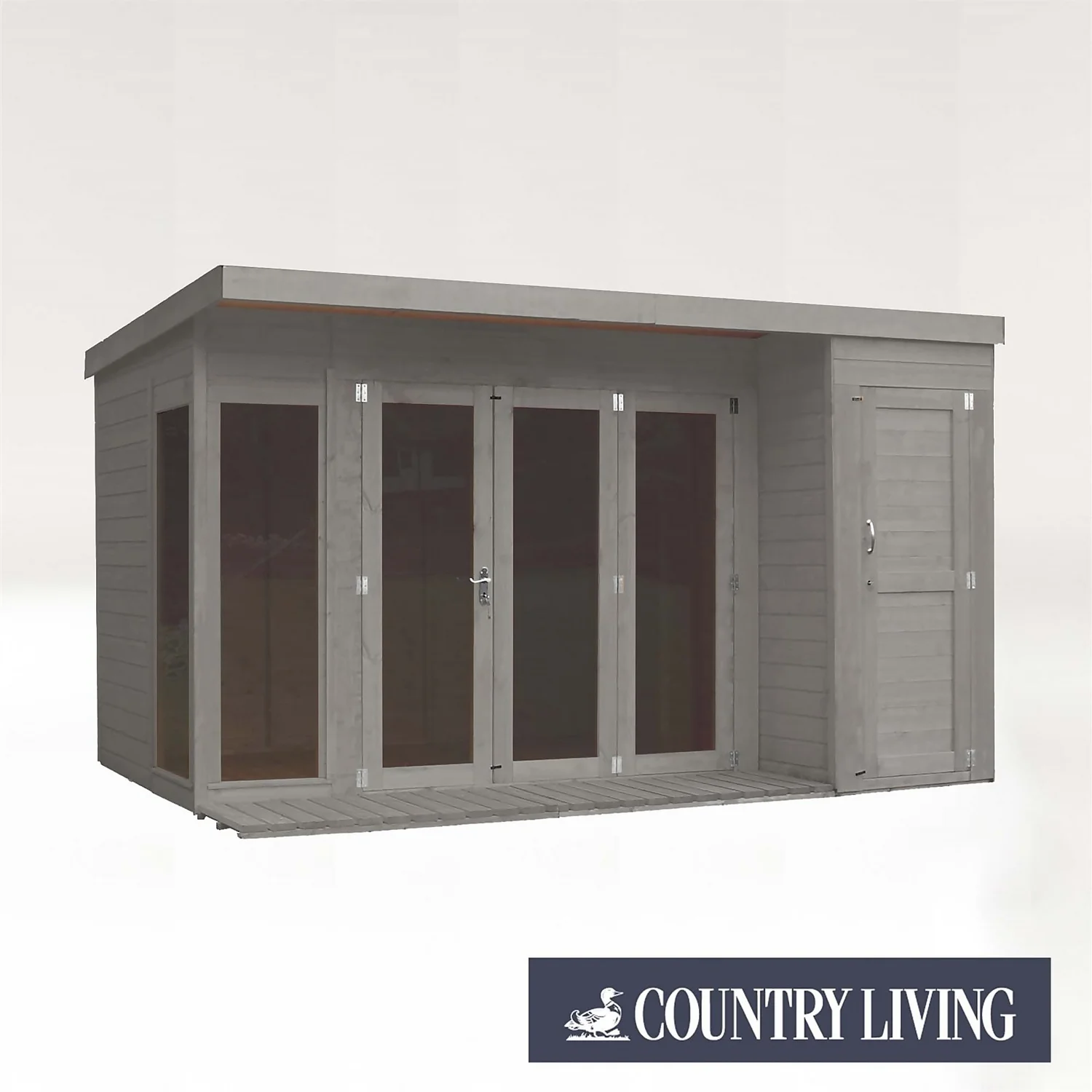 Country Living Overton 12 X 8ft Premium Garden Room Summerhouse With Side Shed Painted + Installation - Thorpe Towers