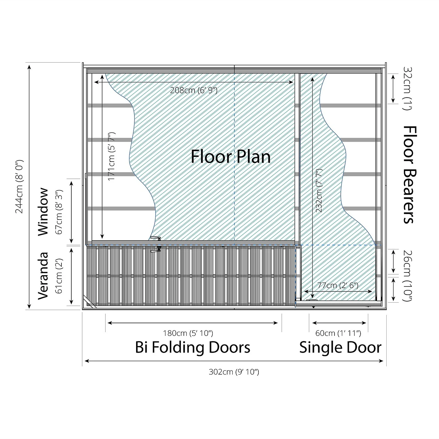 Country Living Overton 10 X 8ft Premium Garden Room Summerhouse With Side Shed Painted + Installation - Aurora Green - Image 7