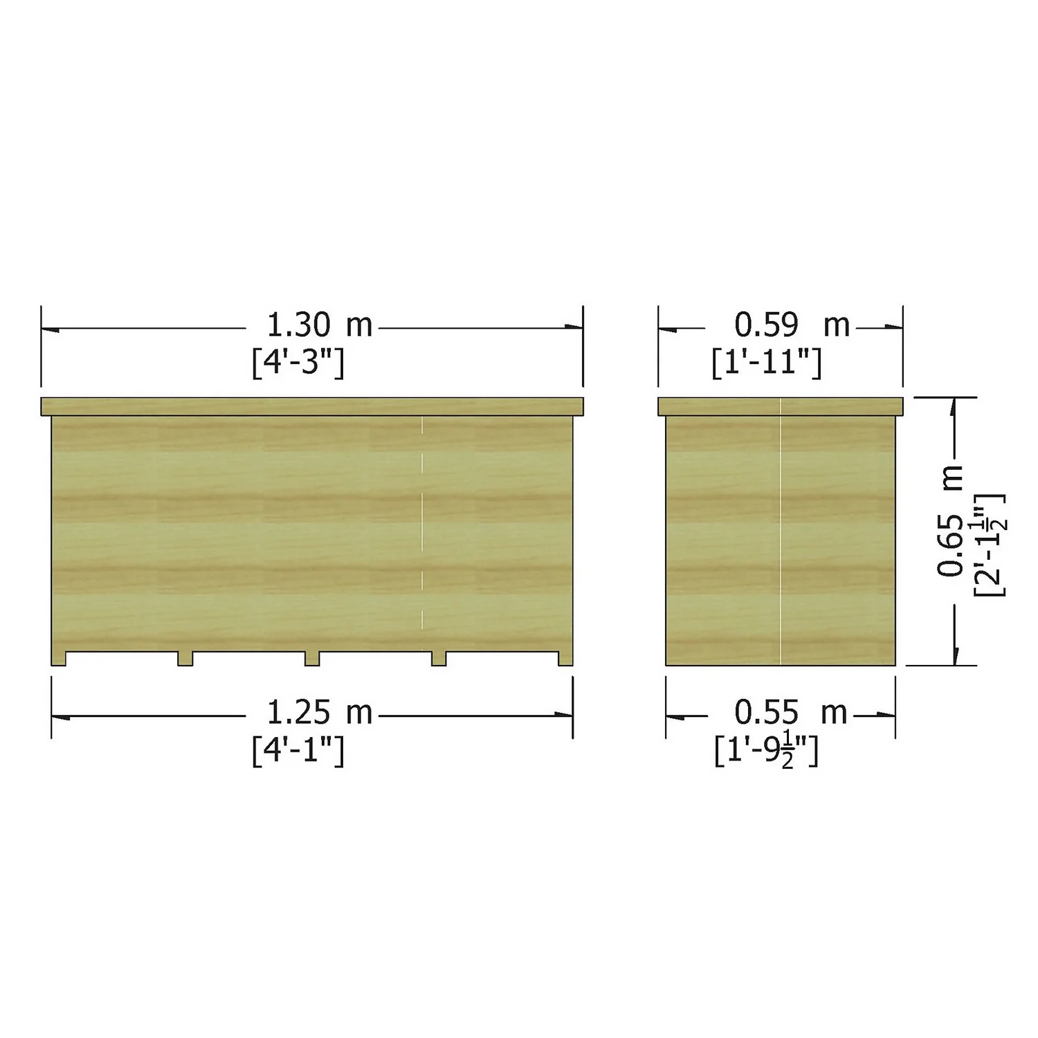 Shire Tongue & Groove Wooden Storage Box - 4x2ft - Image 5