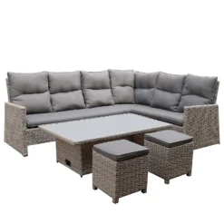 Mortimer Grey Rattan Garden Corner Sofa Set