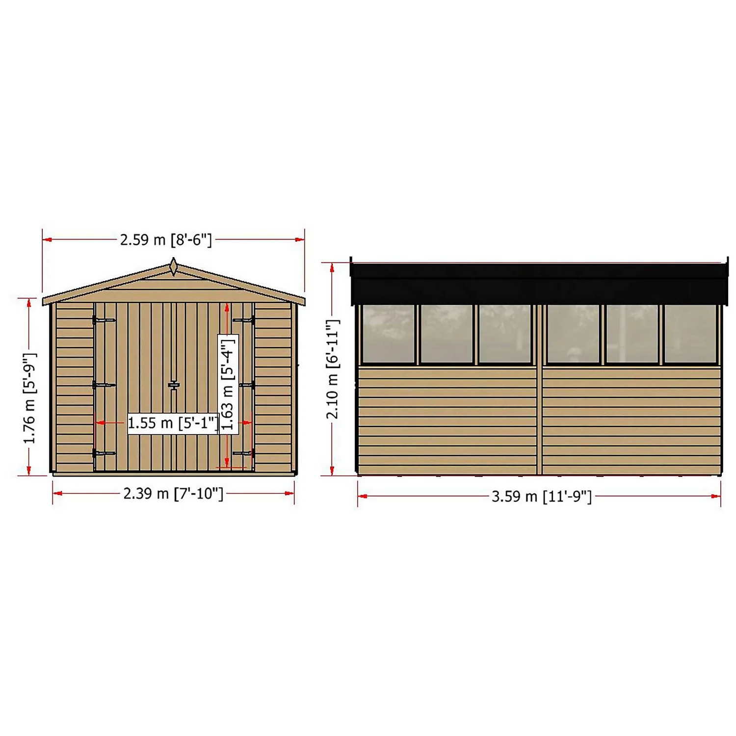 Shire 12 X 8ft Shed Overlap Double Door - Image 9