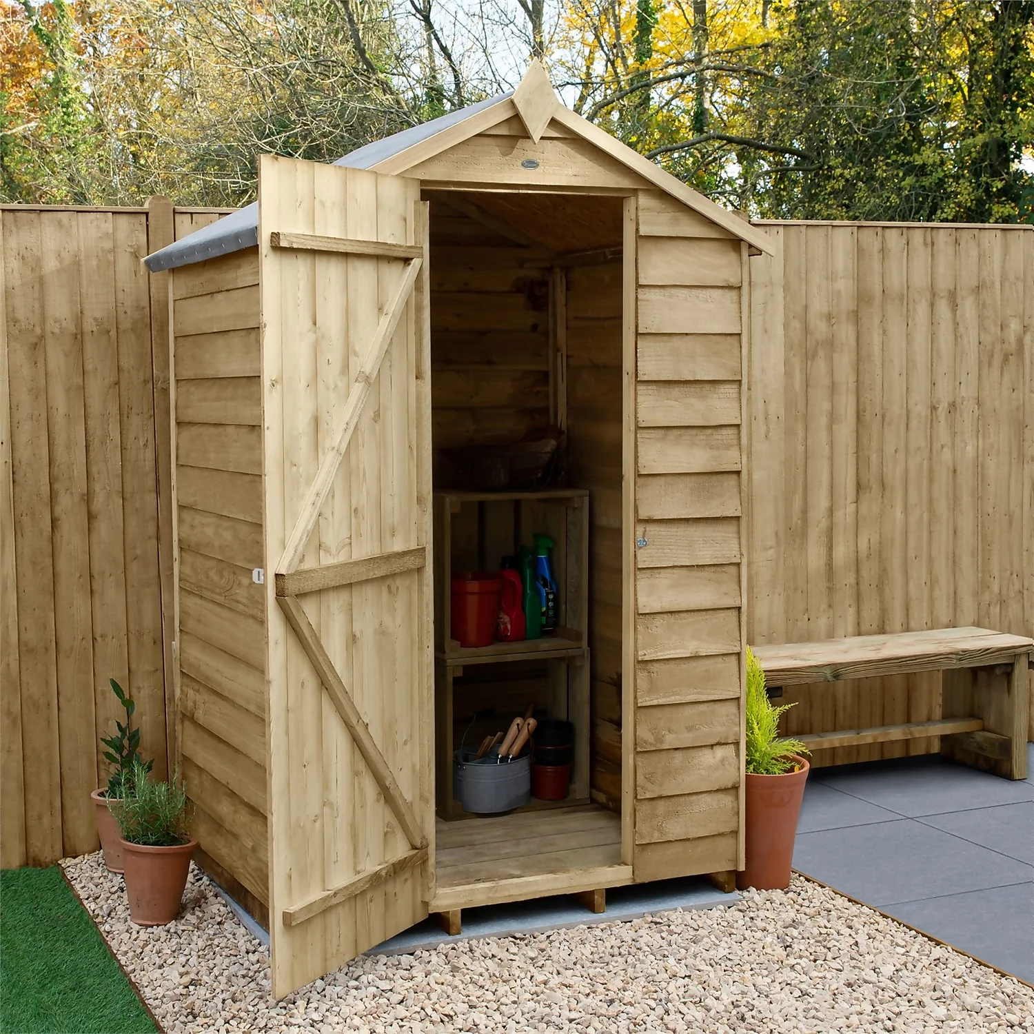 Forest 4 X 3ft Overlap Pressure Treated Apex Shed - No Window - Image 2