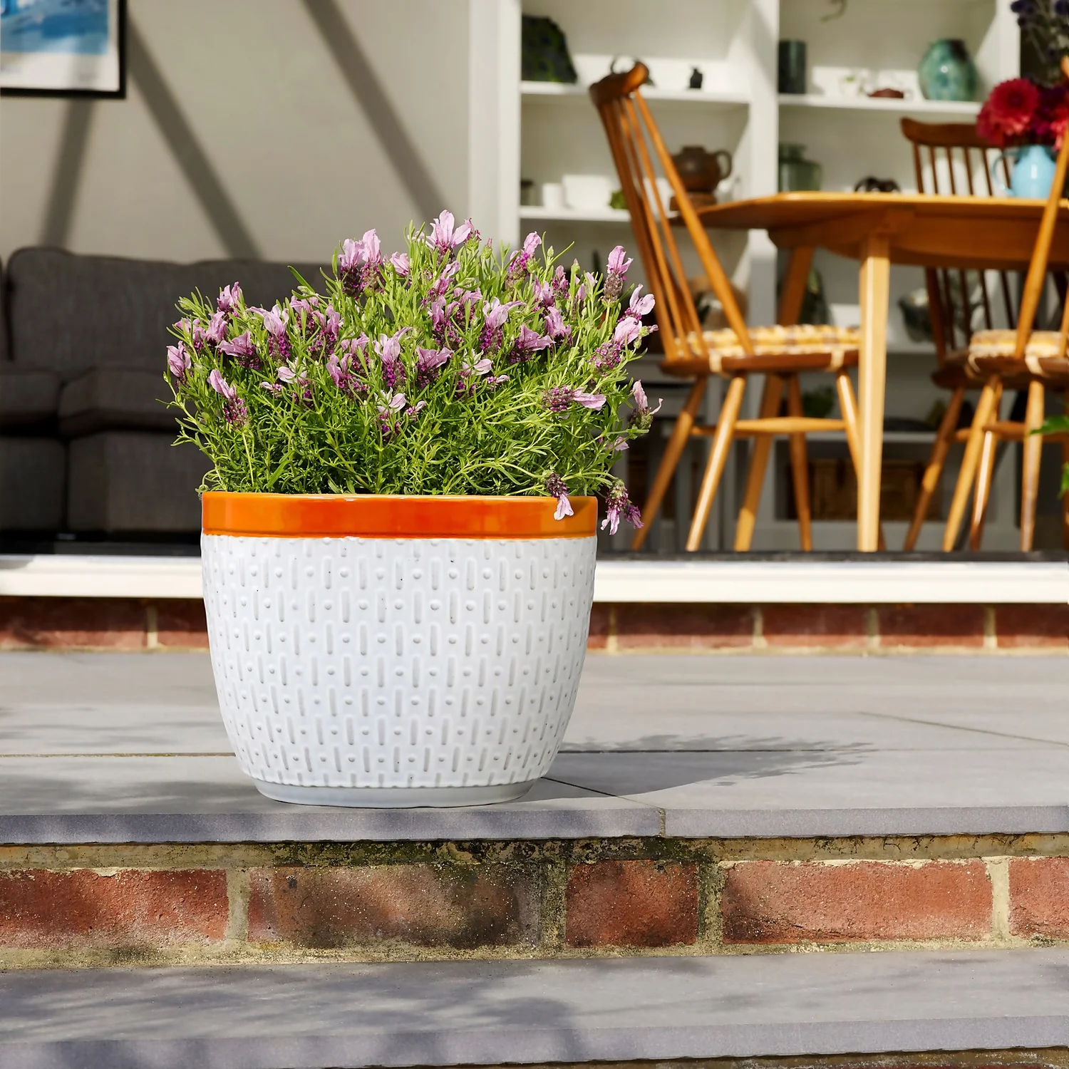 House Beautiful 2 Tone Orange Rim Egg Pot - 31cm - Image 2