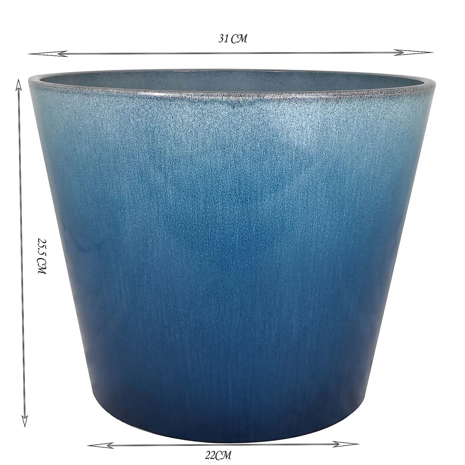 Glazed Finish Blue Planter - 30cm - Image 2