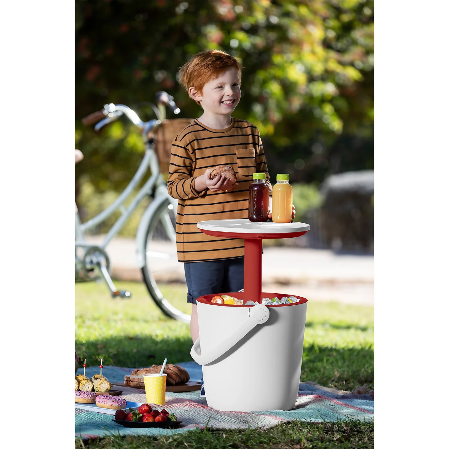 Keter GoBar Outdoor Ice Cooler Table Garden Furniture - Red / White - Image 2