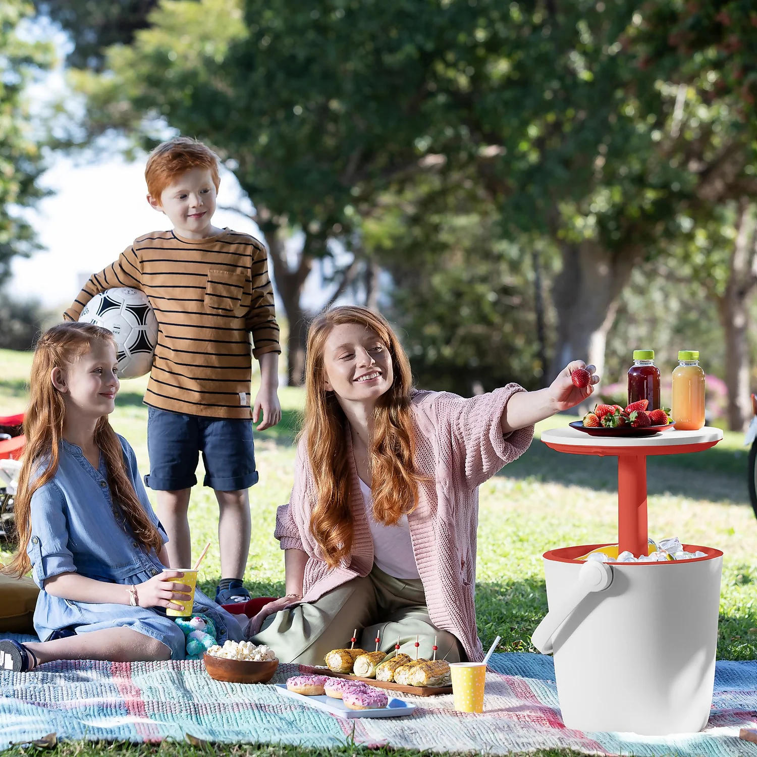 Keter GoBar Outdoor Ice Cooler Table Garden Furniture - Red / White - Image 7