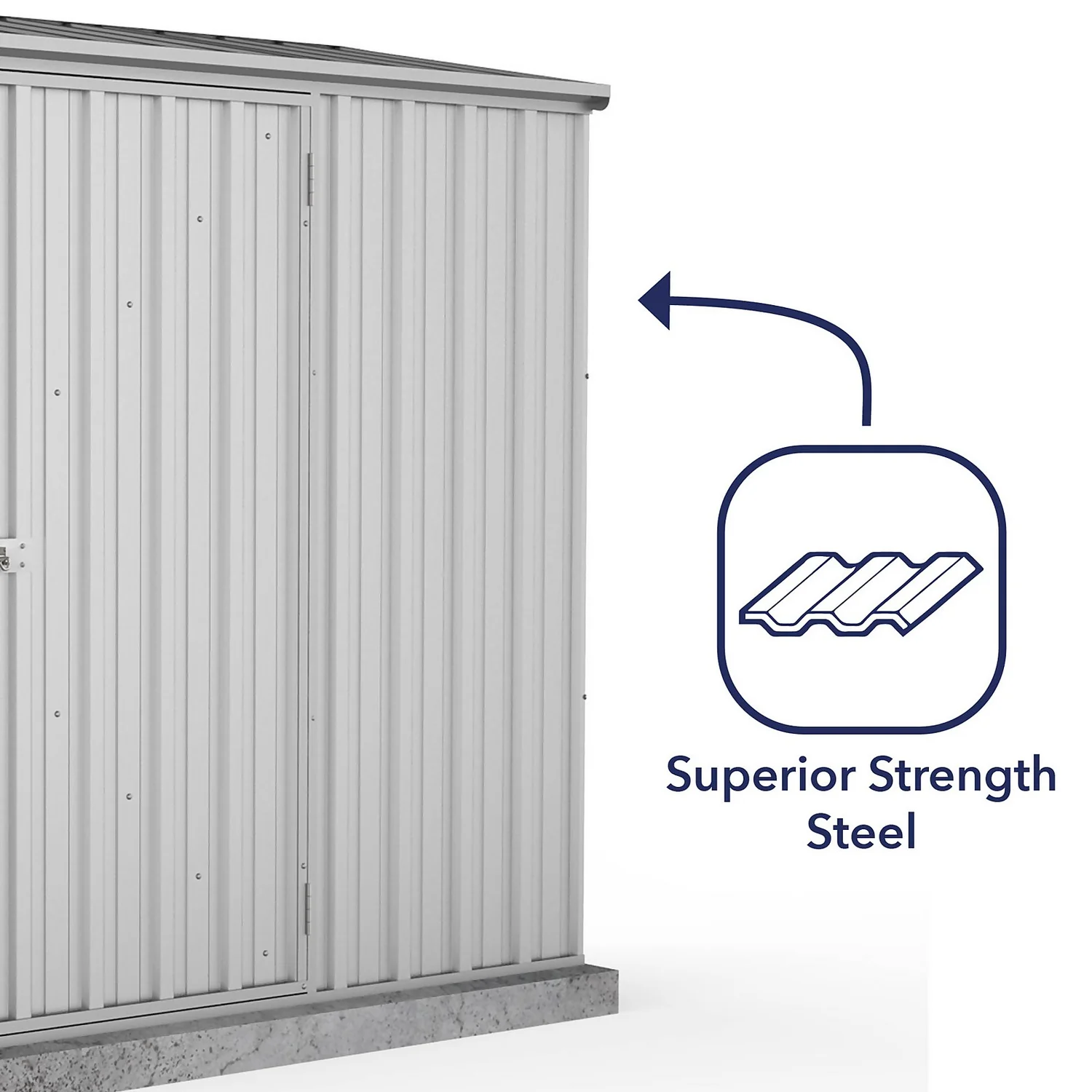 Absco 7.5 X 3ft Space Saver Metal Pent Shed - Zinc - Image 7