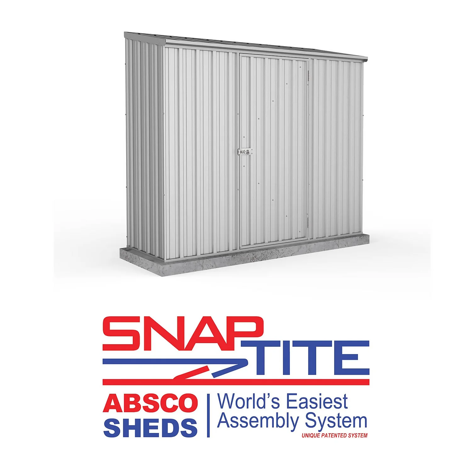 Absco 7.5 X 3ft Space Saver Metal Pent Shed - Zinc - Image 2