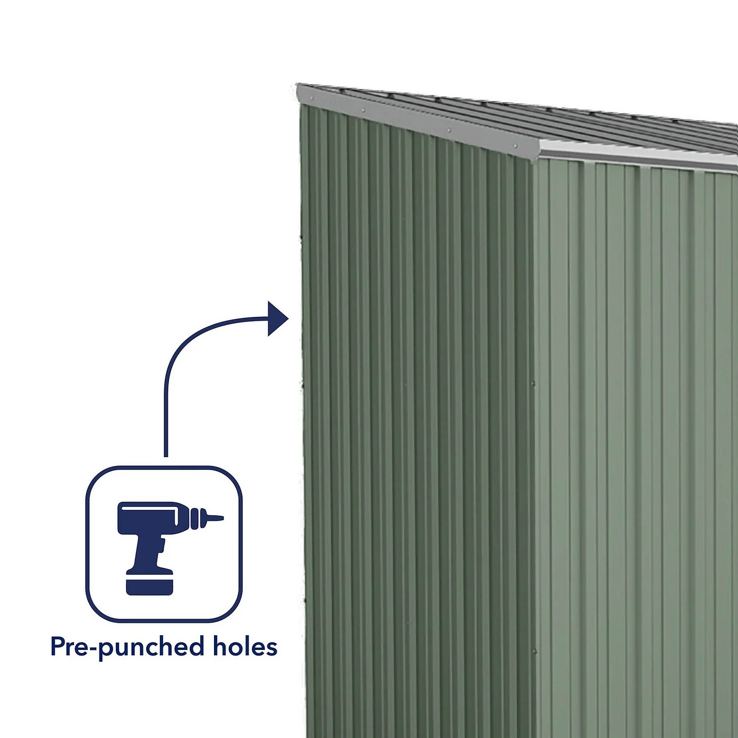 Absco 10 X 5ft Space Saver Metal Pent Shed - Green - Image 6