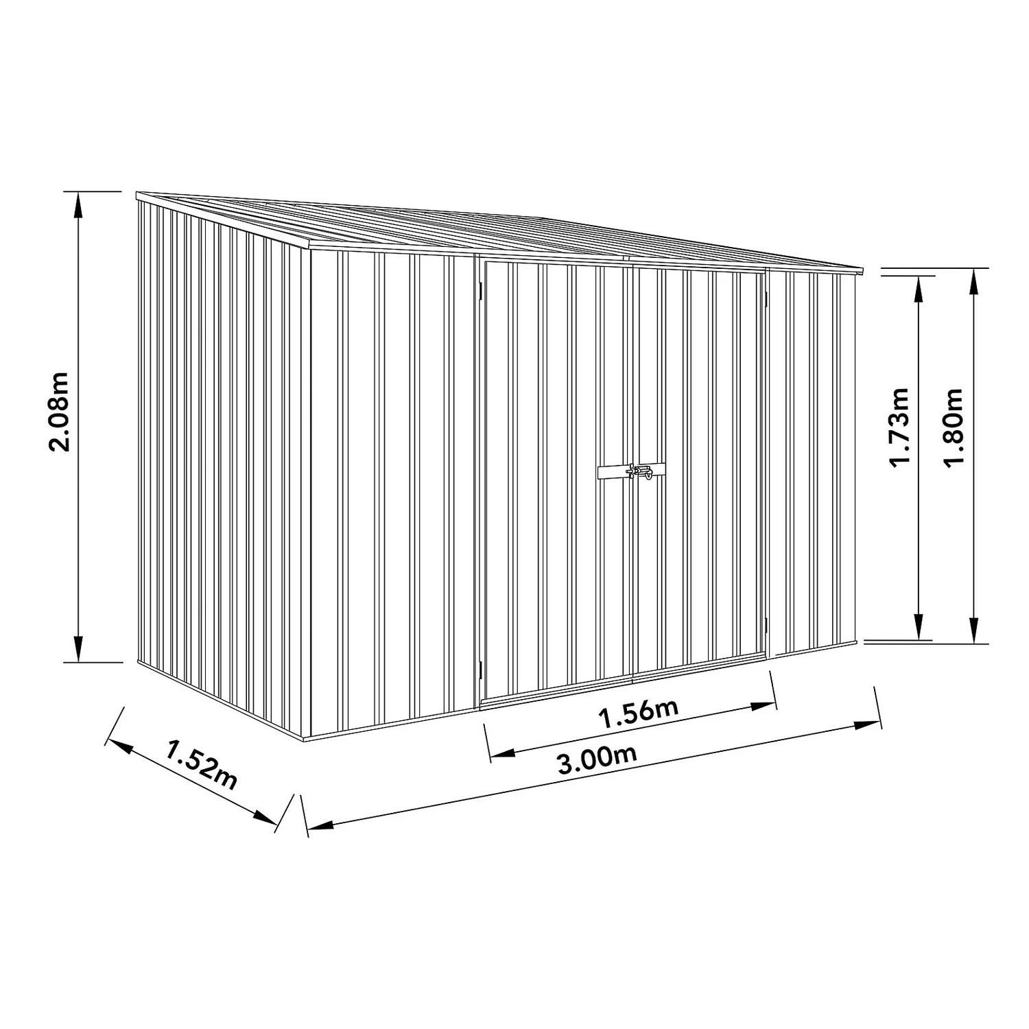 Absco 10 X 5ft Space Saver Metal Pent Shed - Green - Image 3