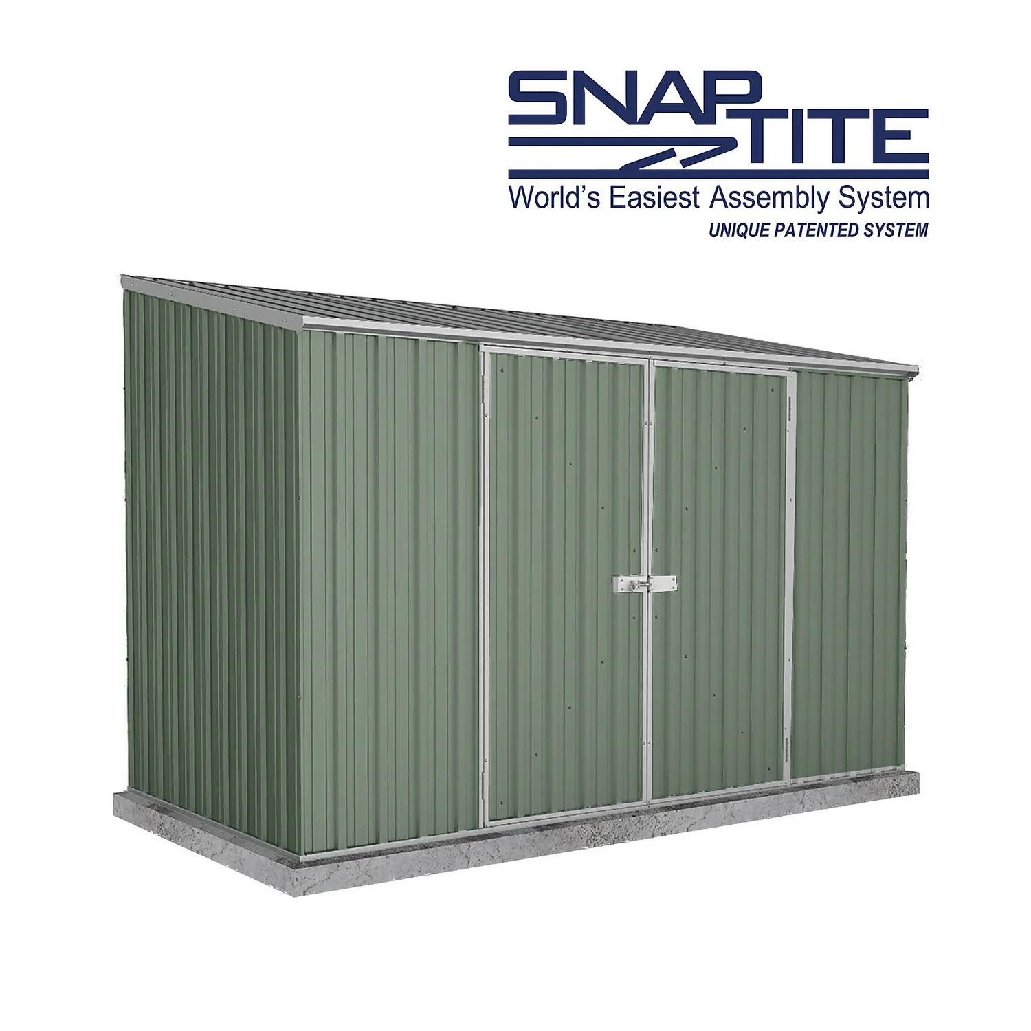 Absco 10 X 5ft Space Saver Metal Pent Shed - Green - Image 8