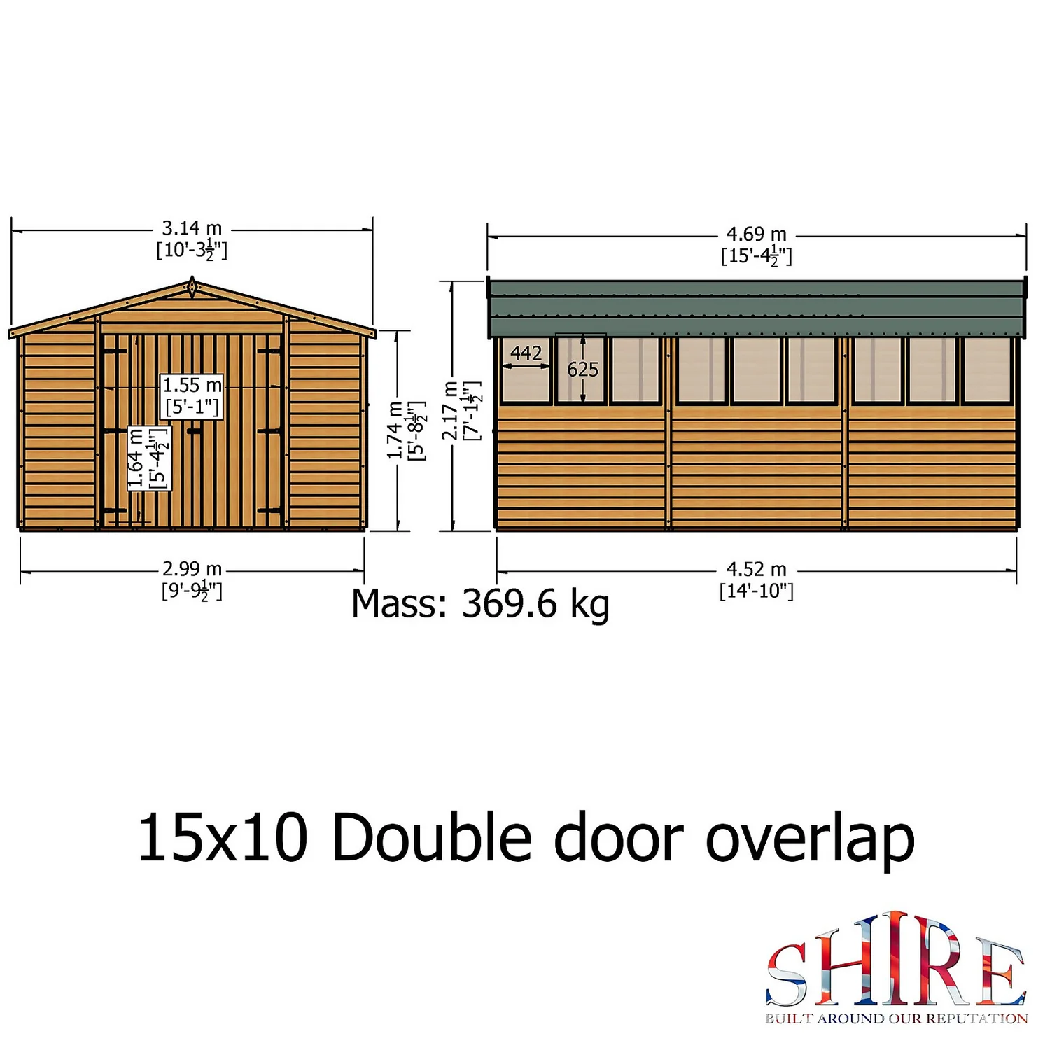 Shire 10 X 15ft Double Door Overlap Garden Shed - Including Installation - Image 5