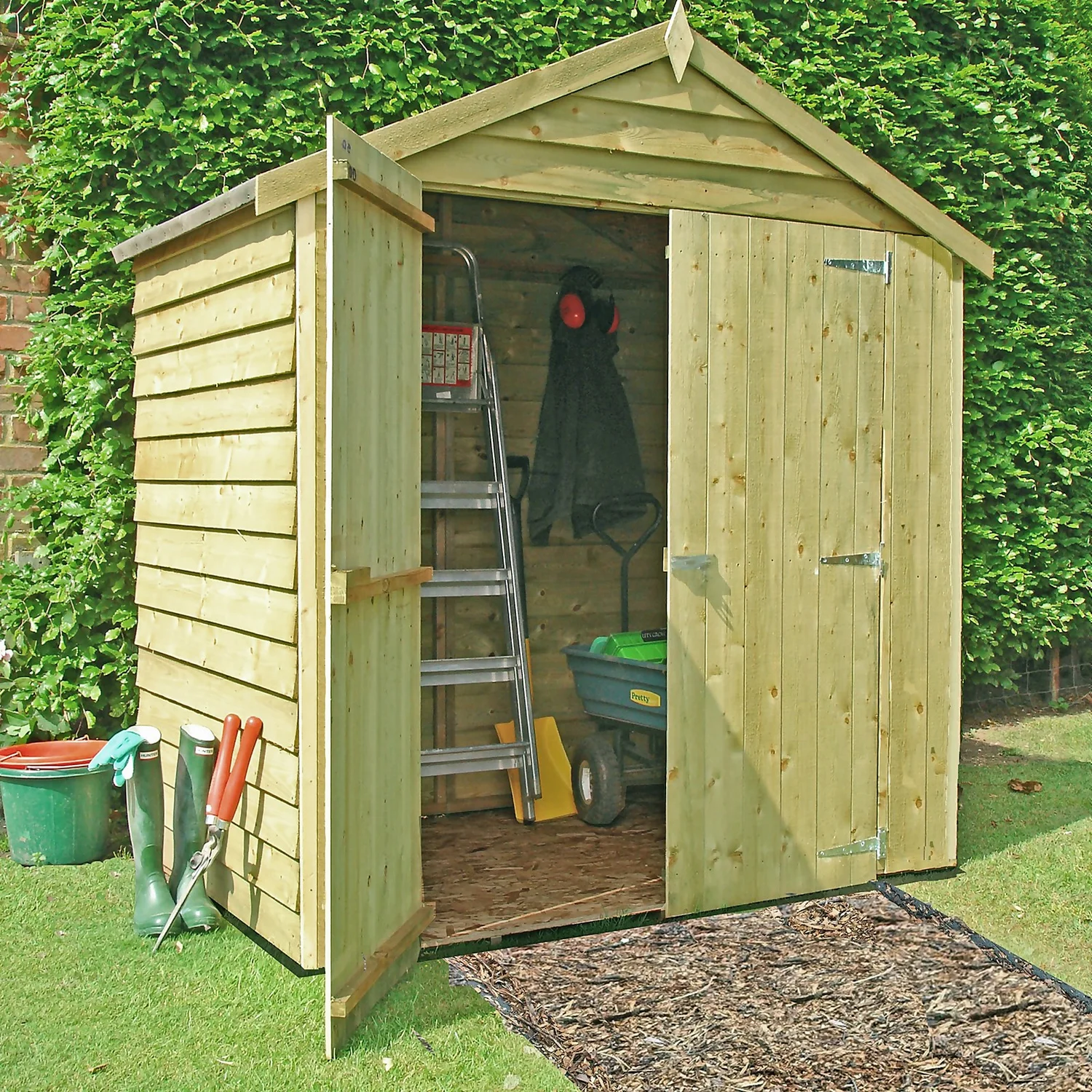 Shire 4x6ft Pressure Treated Double Door Overlap Garden Shed - Image 3