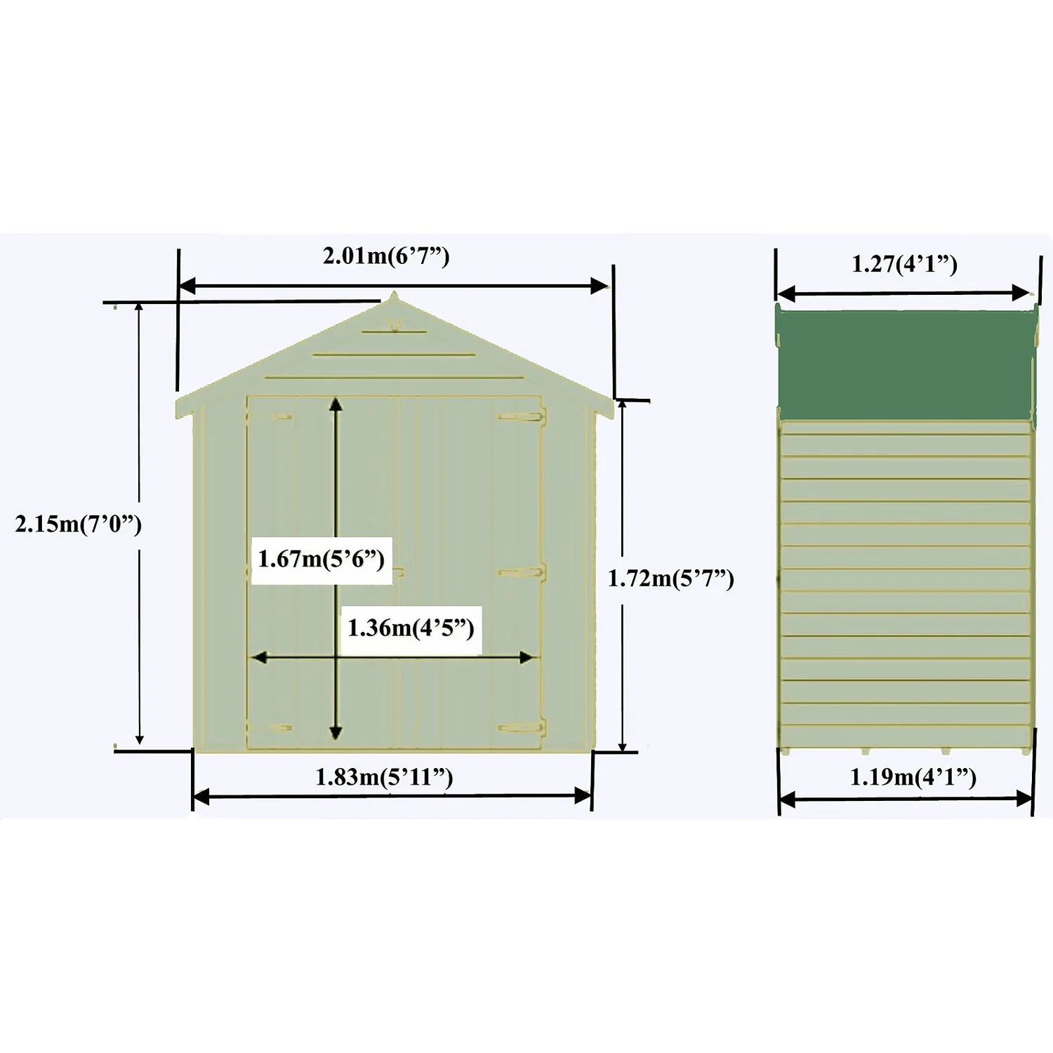 Shire 4x6ft Pressure Treated Double Door Overlap Garden Shed - Image 4