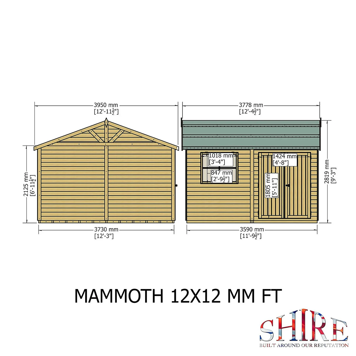 Shire 12 X 12ft Mammoth Double Door Garden Shed - Image 3